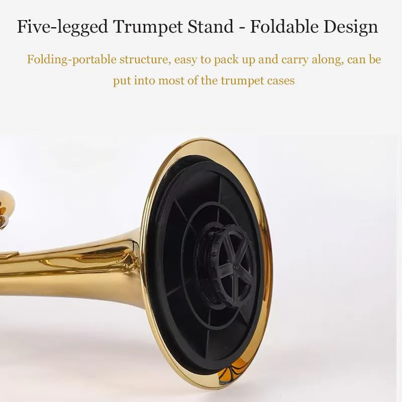 Trumpet Stand and Trumpet Care Kit Mouthpiece, Valve, Snake Brush Kit, Portable Trumpet Stand Holder Foldable Detachable Stable Metal 5 Legs Stand, Valve Brush Flexible Brush - Image 5