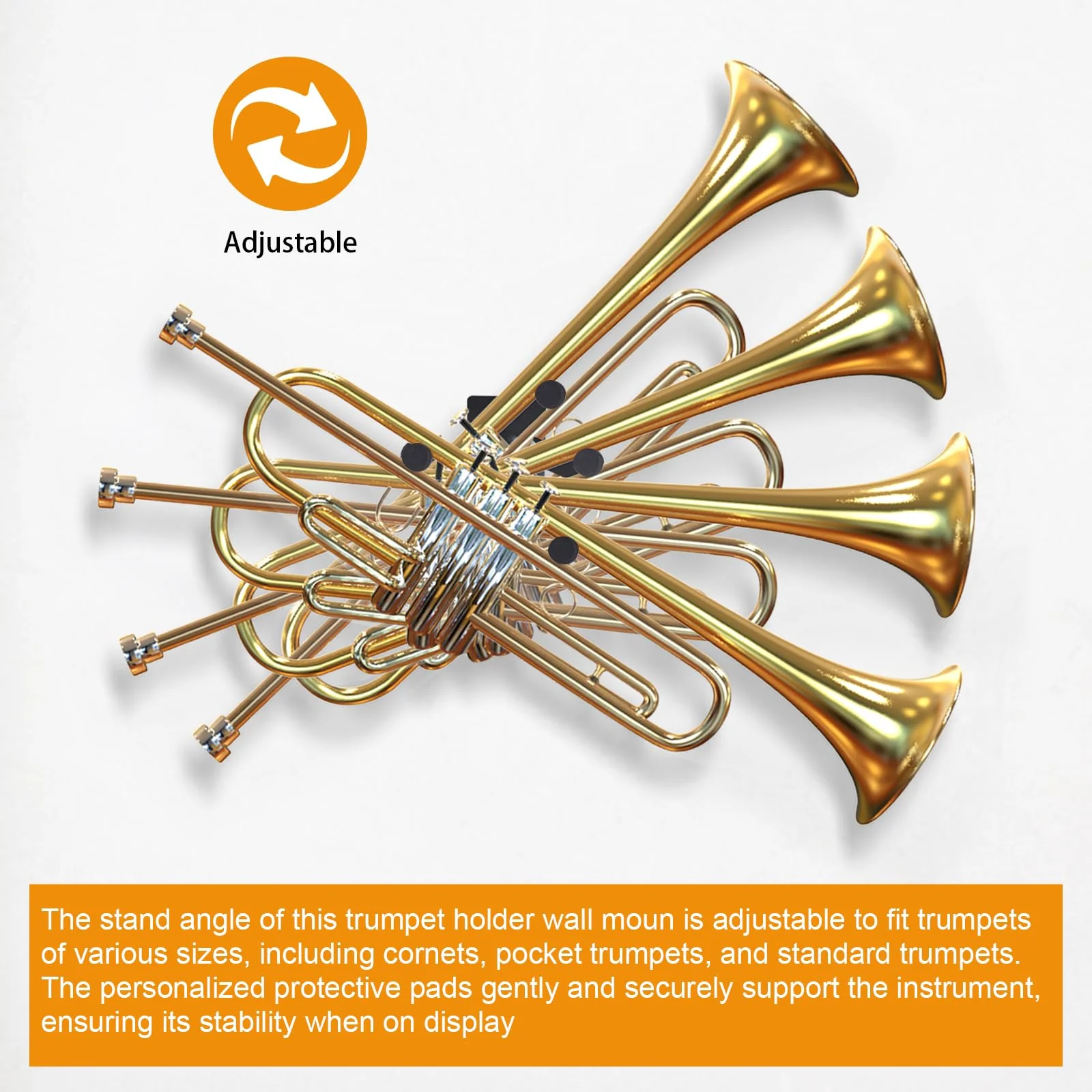 Trumpet Stand, Trumpet Wall Mount ,Adjustable Trumpet Holder for all Trumpets Including Piccolo and Pocket Trumpet - Image 4