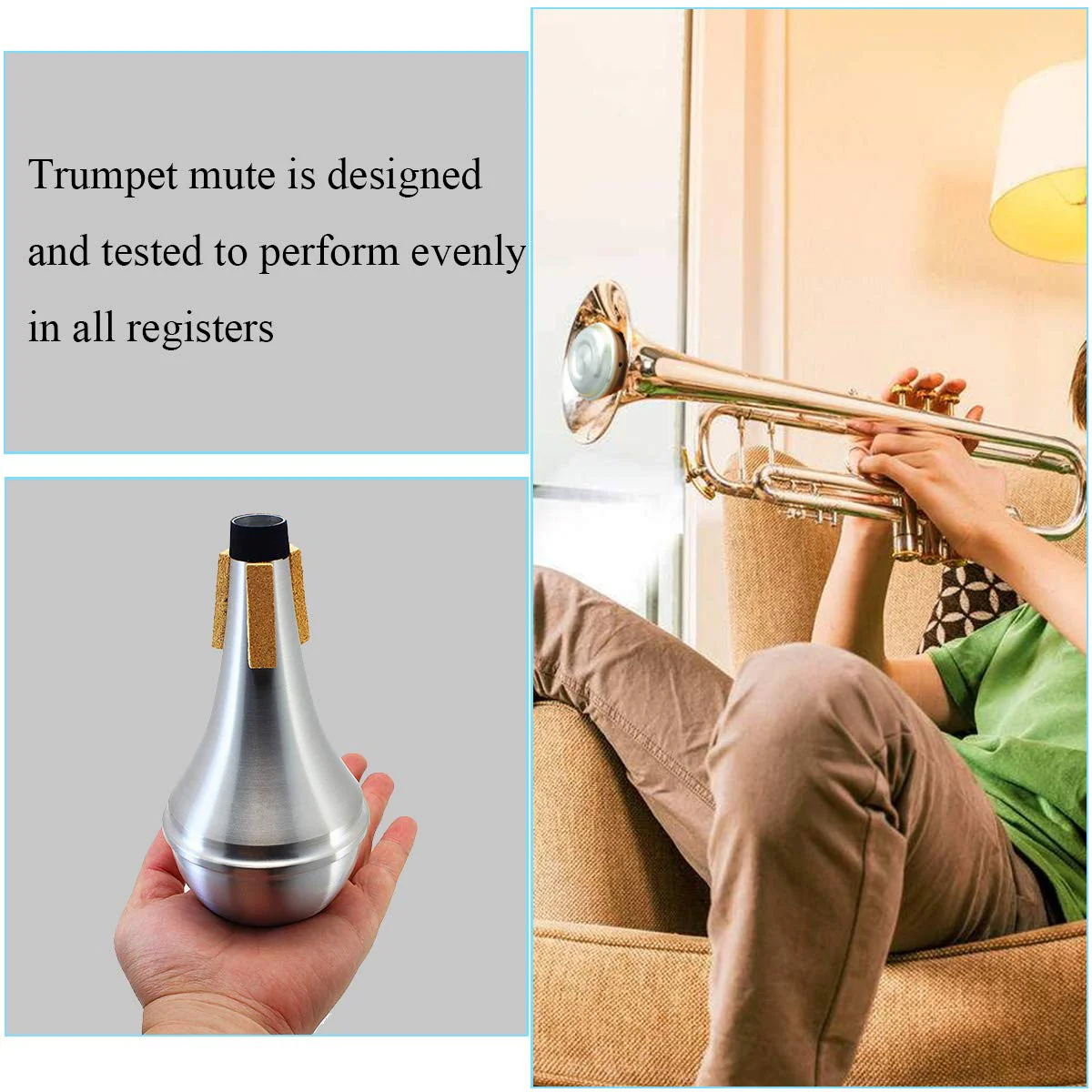 Trumpet Straight Mute,HoFire Lightweight Aluminum Practice Trumpet Mute Silencer - Image 3