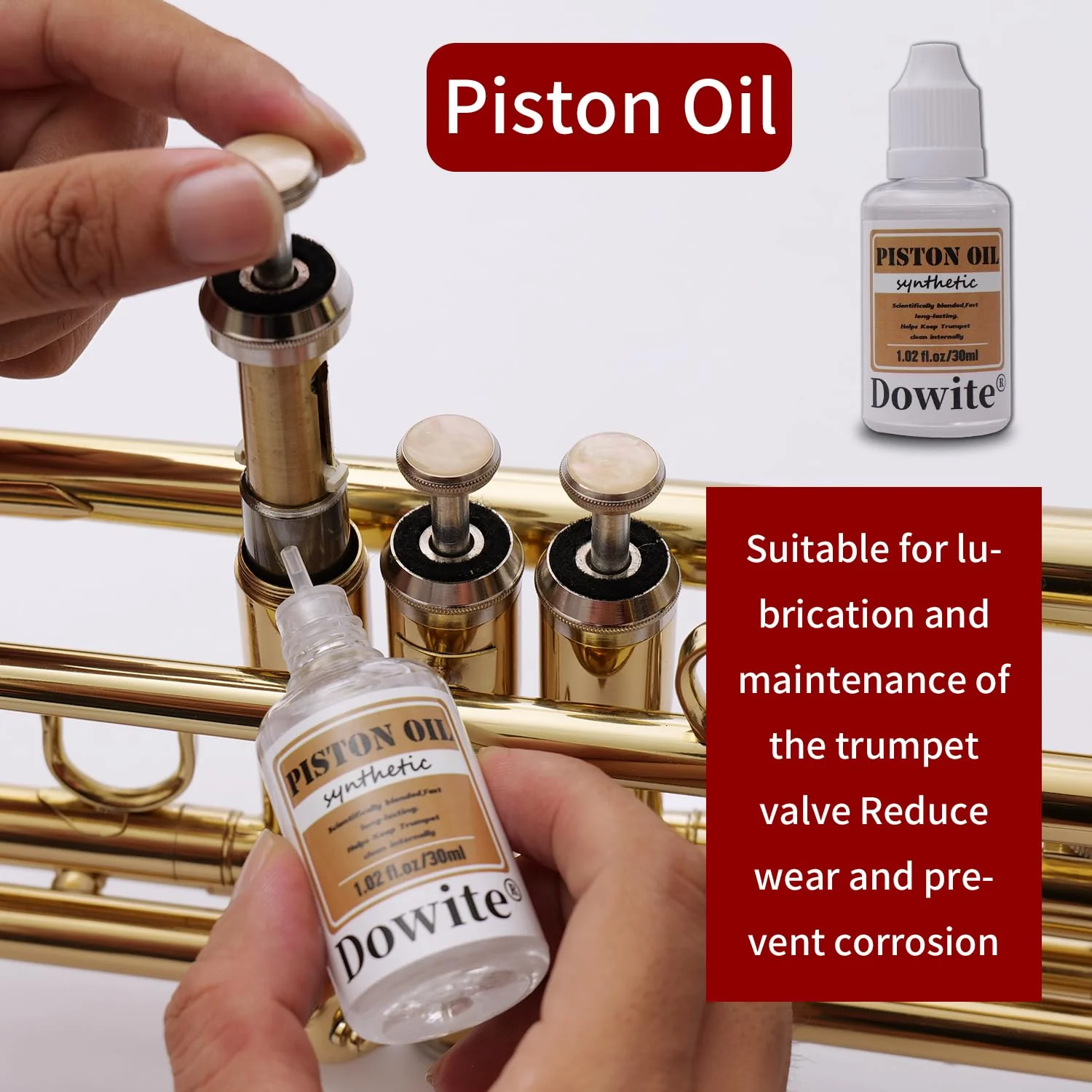 Trumpet(Cornet) Cleaning Care Kit: Valve Oil/Piston Oil, Tuning Slide Grease Oil, Snake Brush, Piston Brush, Mouthpiece Brush, Dust Brush, Cleaning Cloth–for All Musicians or Students - Image 5