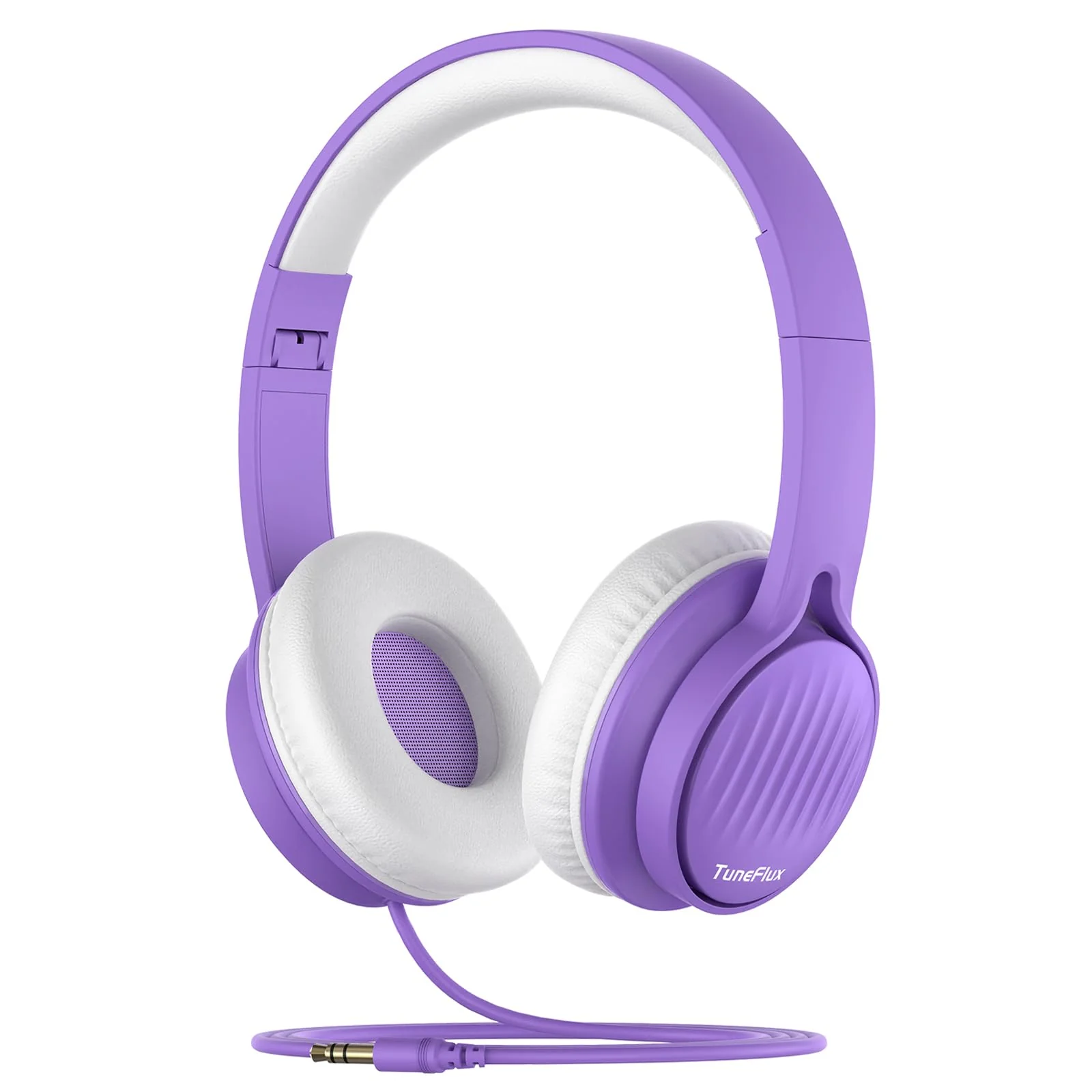 TuneFlux Upgraded Kids Headphones, Wired Toddler Headphones, 85dB Limited Volume On Ear Headphones, Portable Foldable Design, Stereo Sound Kids Headphones for School/Tablet/Travel-Purple Purple