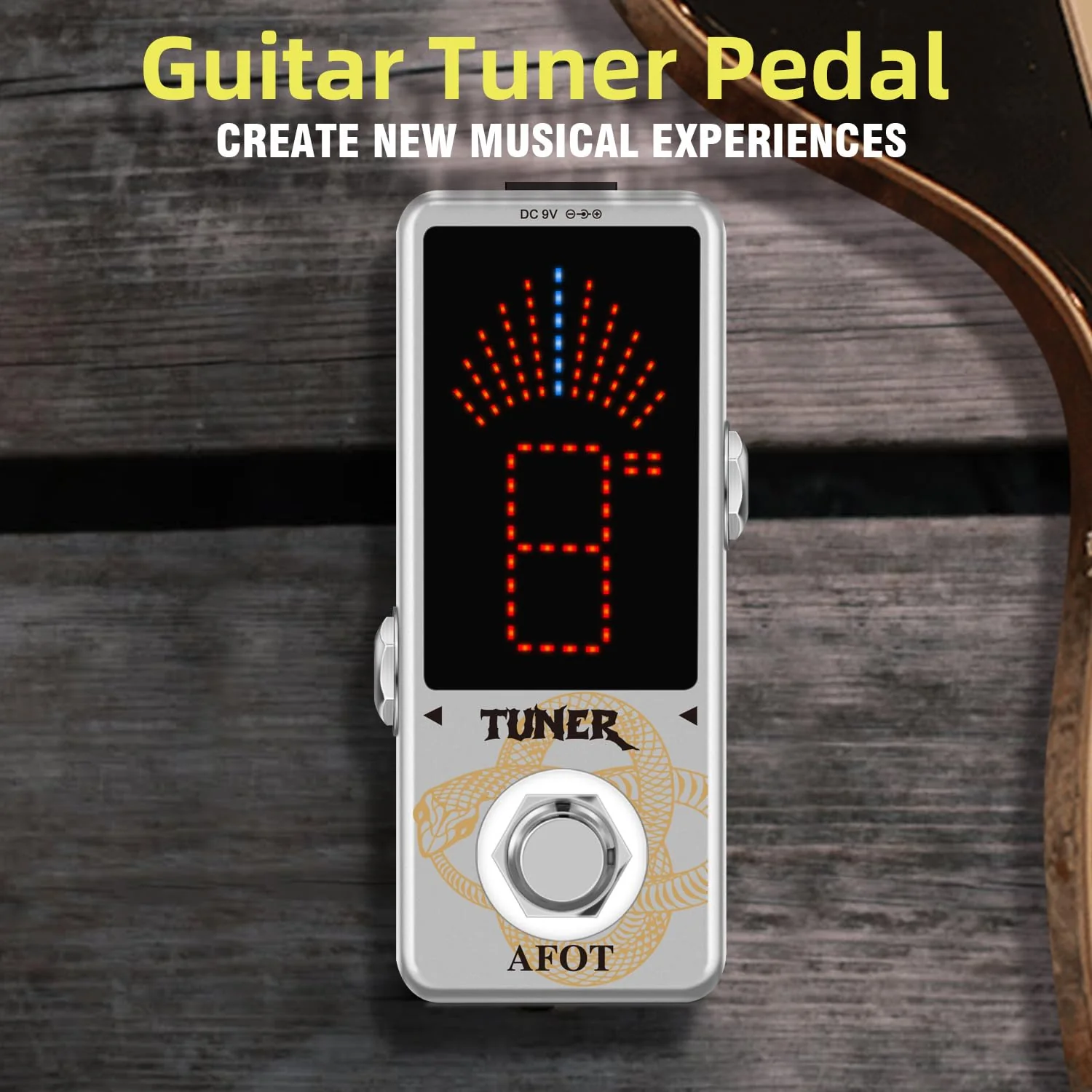 Tuner Pedal,Chromatic Guitar Tuner Pedal Fast and Accuate Tuner for High Precision ± 1 Cent with Pitch Indicator for Electric Guitar and Bass True Bypass White Tuner - Image 2