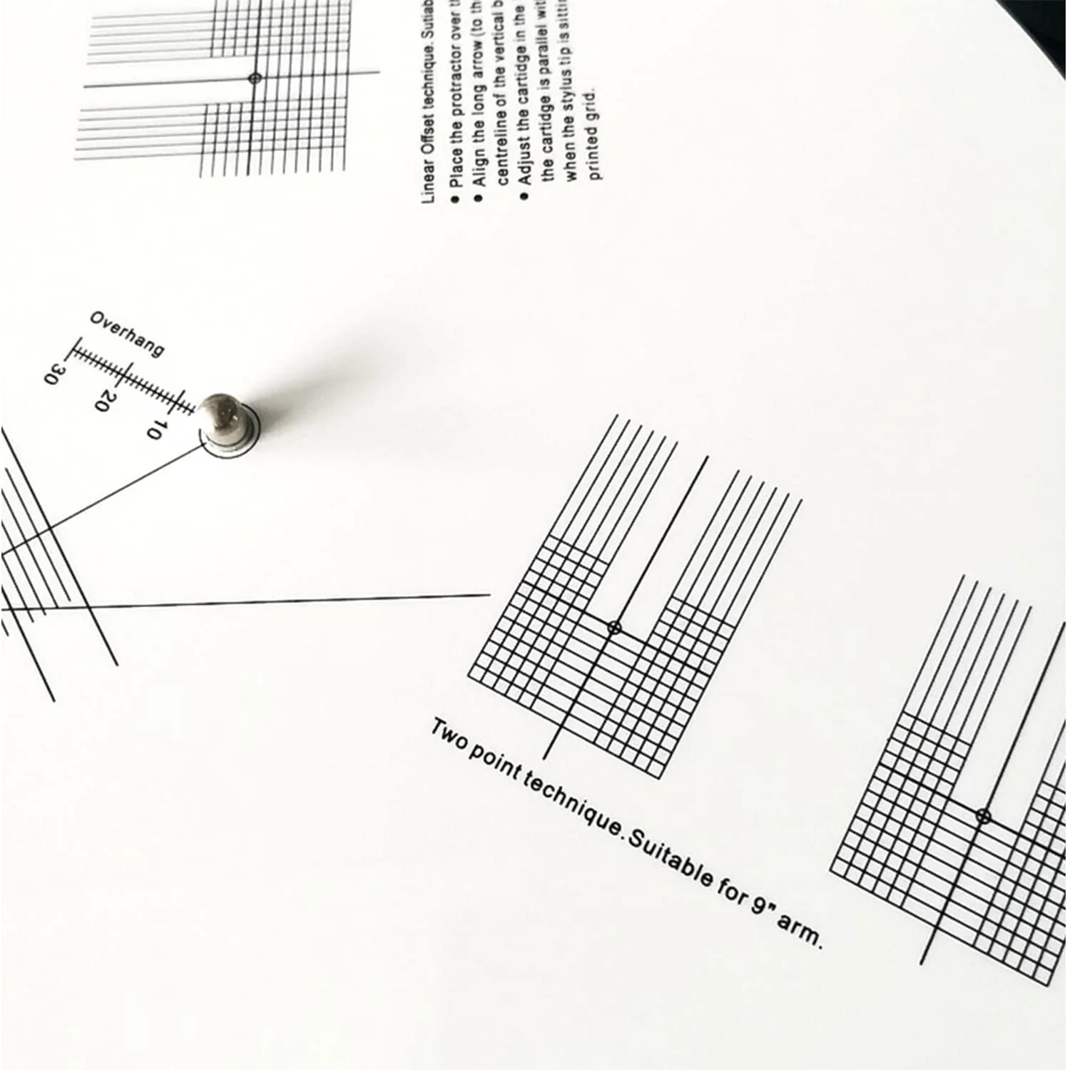 Turntable Cartridge Alignment Protractor Mat, Anti-Sliding LP Vinyl Record Pickup Calibration Plate Distance Gauge Protractor Adjustment Tool Ruler for Turntable Accessories (White) - Image 7