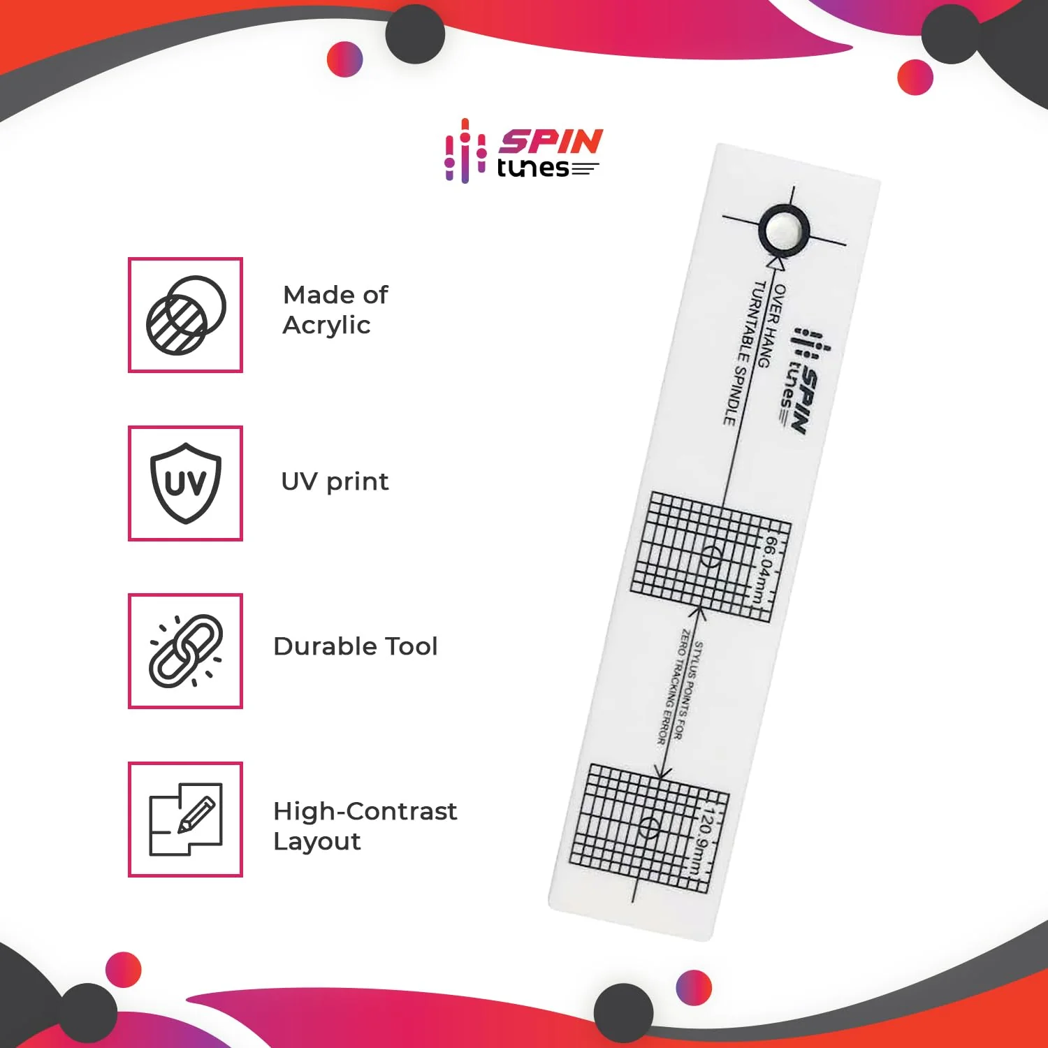 Turntable Cartridge Stylus Alignment Protractor High Visible Tool for Vinyl Record Precision Calibration- Ensure Accurate Tracking and Sound Quality Cartridge Alignment Protector - Image 2