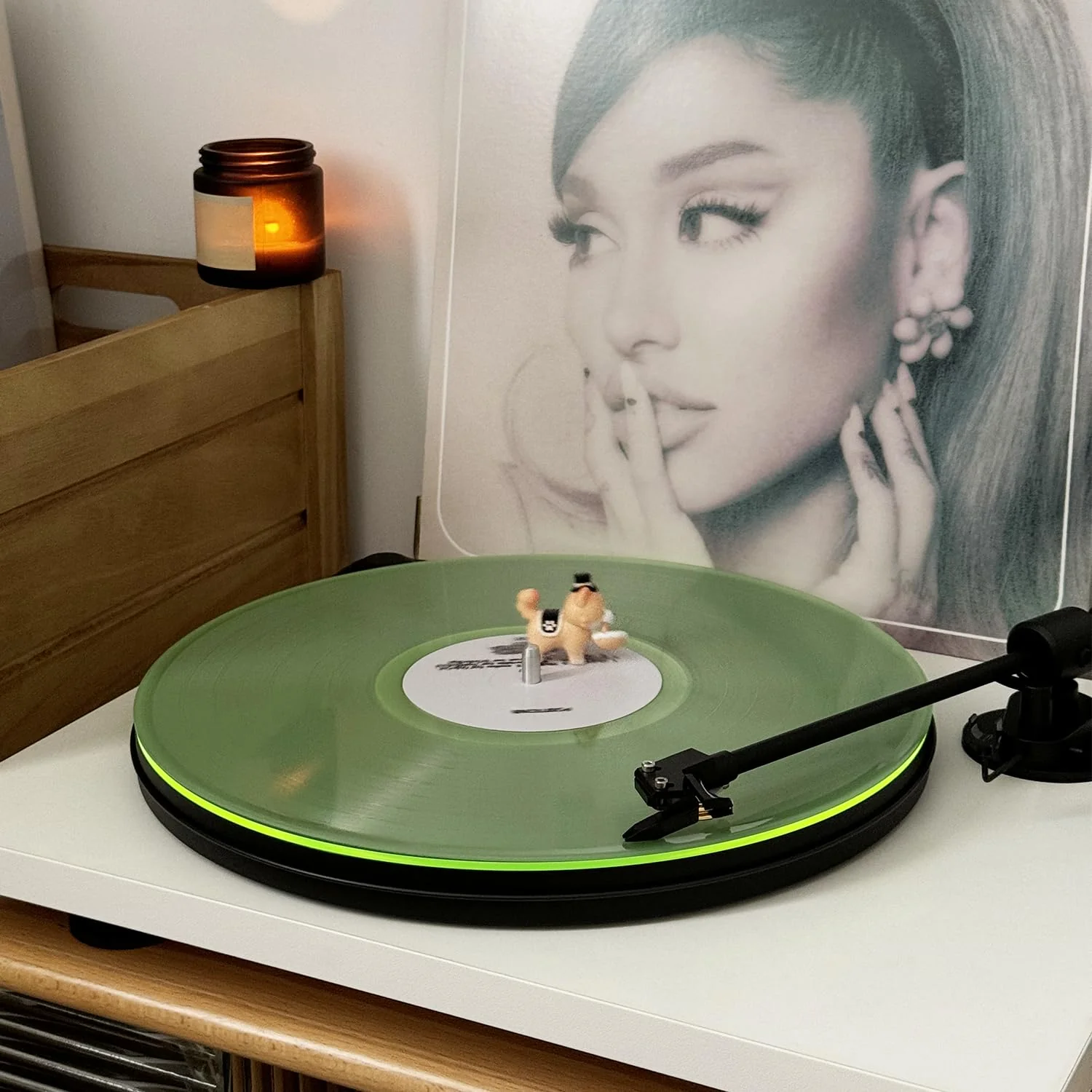 Turntable Mat Record Platter Slipmat: Greenlit Acrylic Record Player Platter Vinyl Slip Mats for Turntables Antistatic Tighter & Defined Bass, Green B - Green Slipmat - Image 2