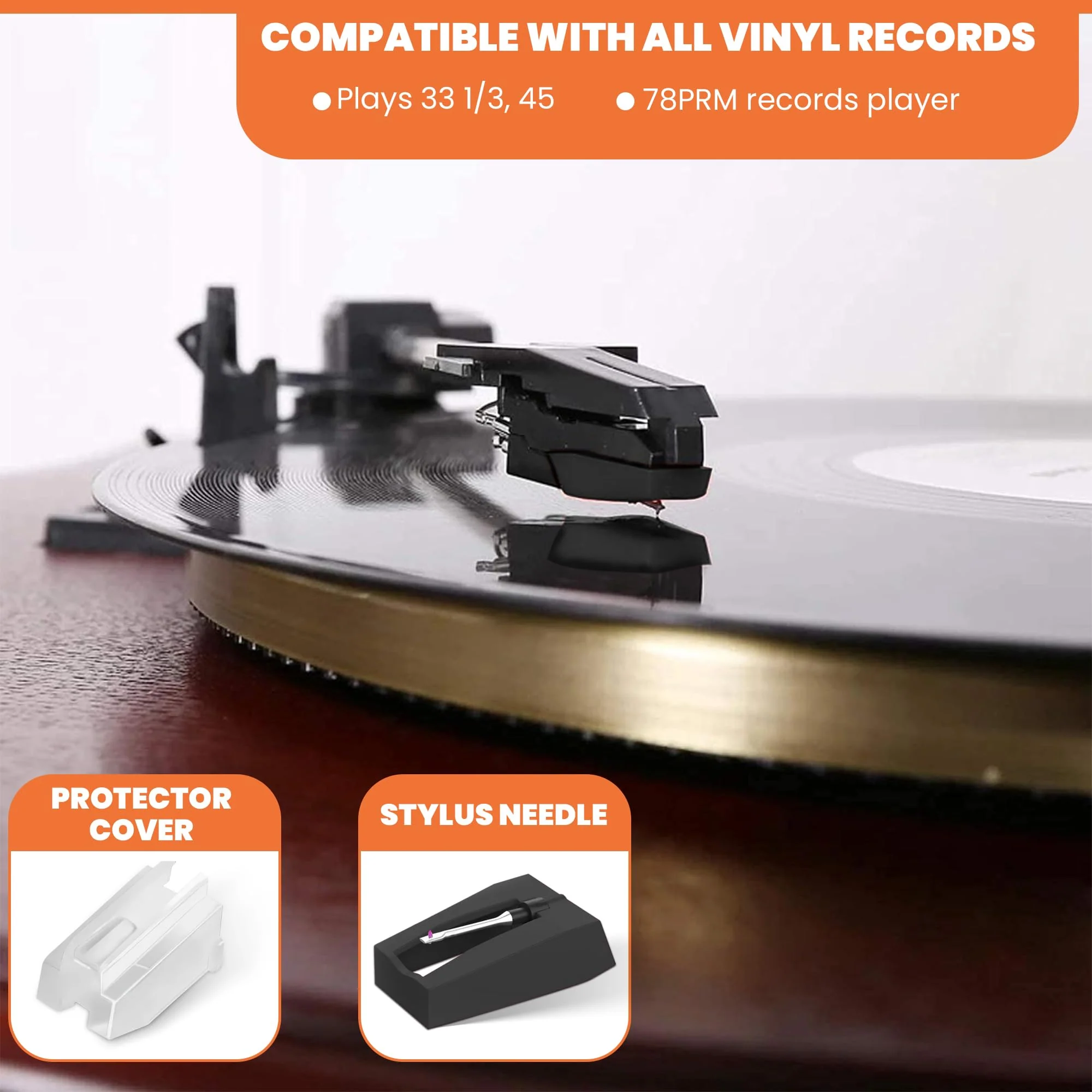 Turntable Needle Replacement - Premium Sapphire Diamond Stylus - Universal Compatibility - Superior Sound Quality - For Vinyl Record Player Turntable - For Turntables, Record Players, Suitcase - Black 3 Pack - Image 5