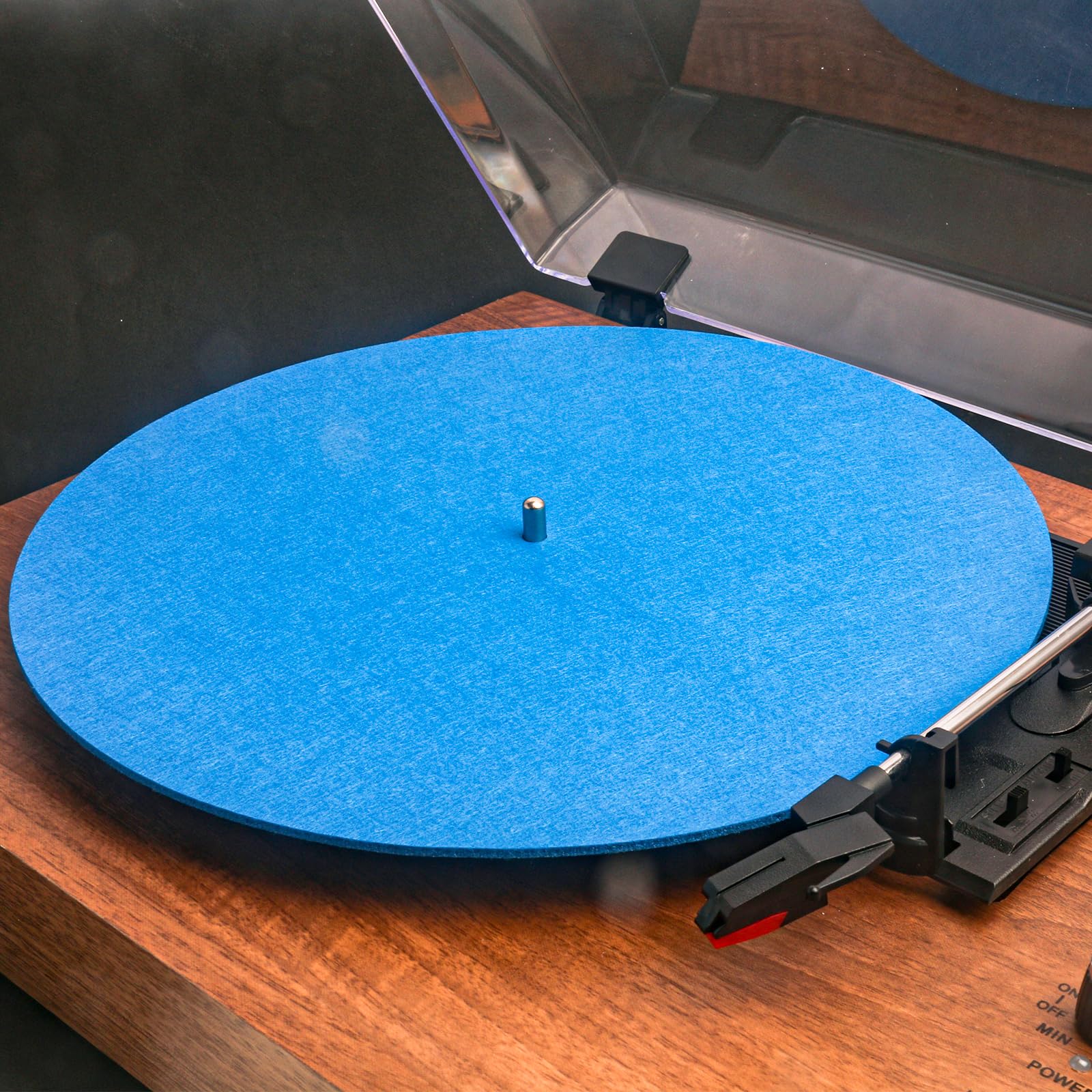 Turntable Slipmat Blue Wool Mat, 12 Inch Turntable Mat Anti-Static for LP Vinyl Record?Record Player Accessories Professional Tuning Equipment Improve Sound(Blue)