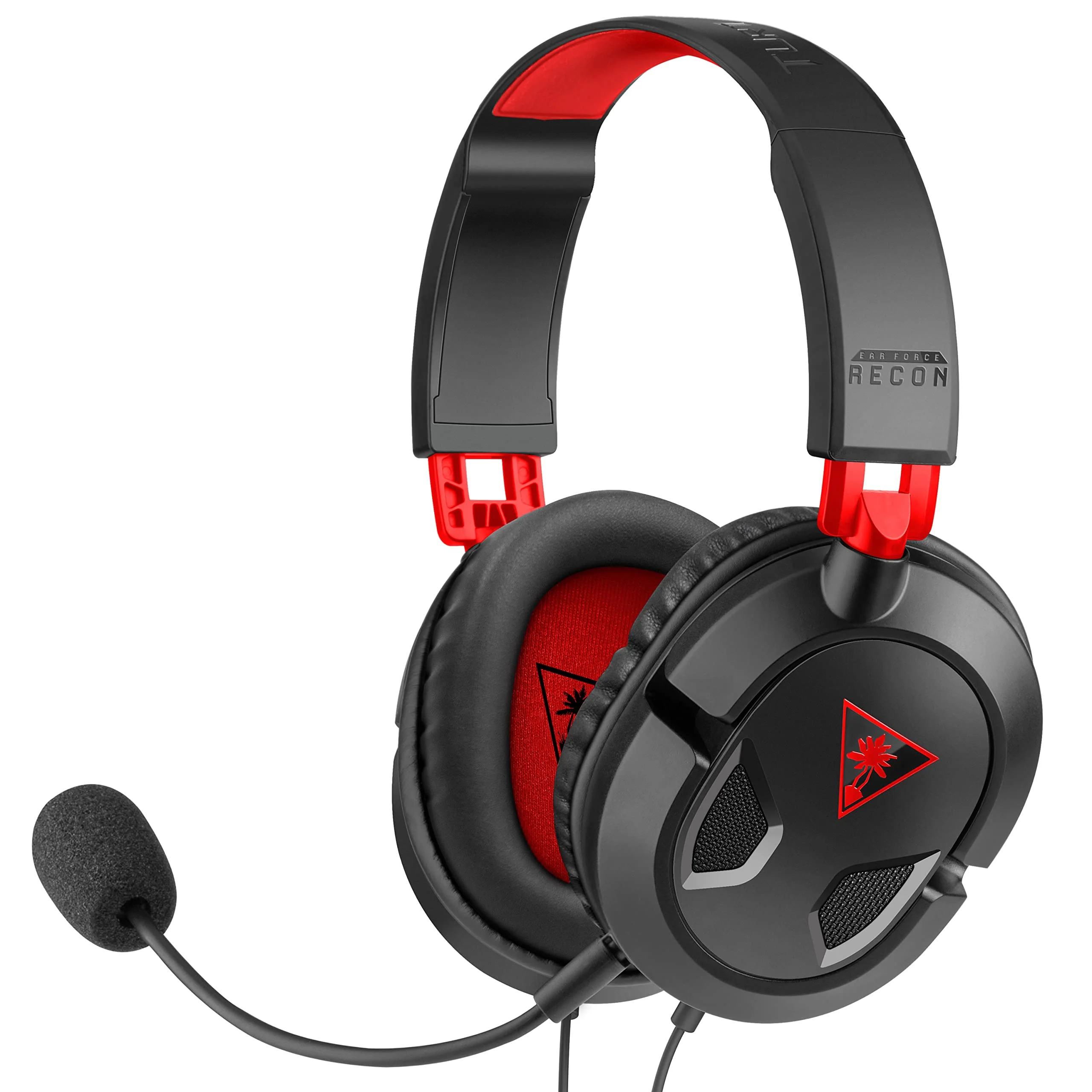Turtle Beach Recon 50 Wired Gaming Headset - PC, Mac, PS4, PS5, Xbox Series X|S & Xbox One, & Mobile/Tablet with 3.5mm Removable Mic, 40mm Speakers, & In-line Controls – Black Black / Red