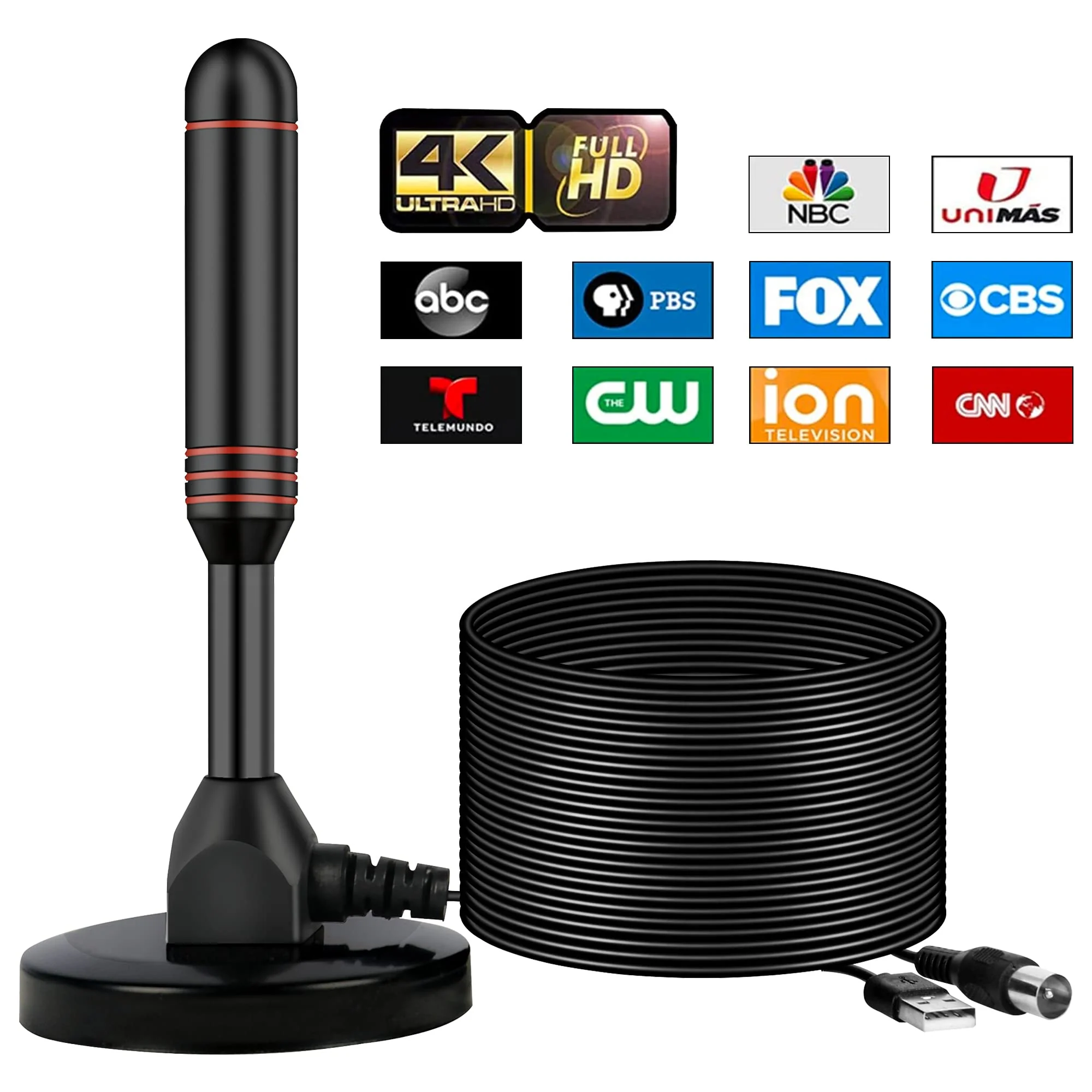 TV Antenna Indoor Antenna for Smart TV with 2 Amplifier Signal Booster for Long Range Reception and All Smart TVs HD Digital Antenna for Local Channels Supports 4K 1080p(Red) Red - Image 2