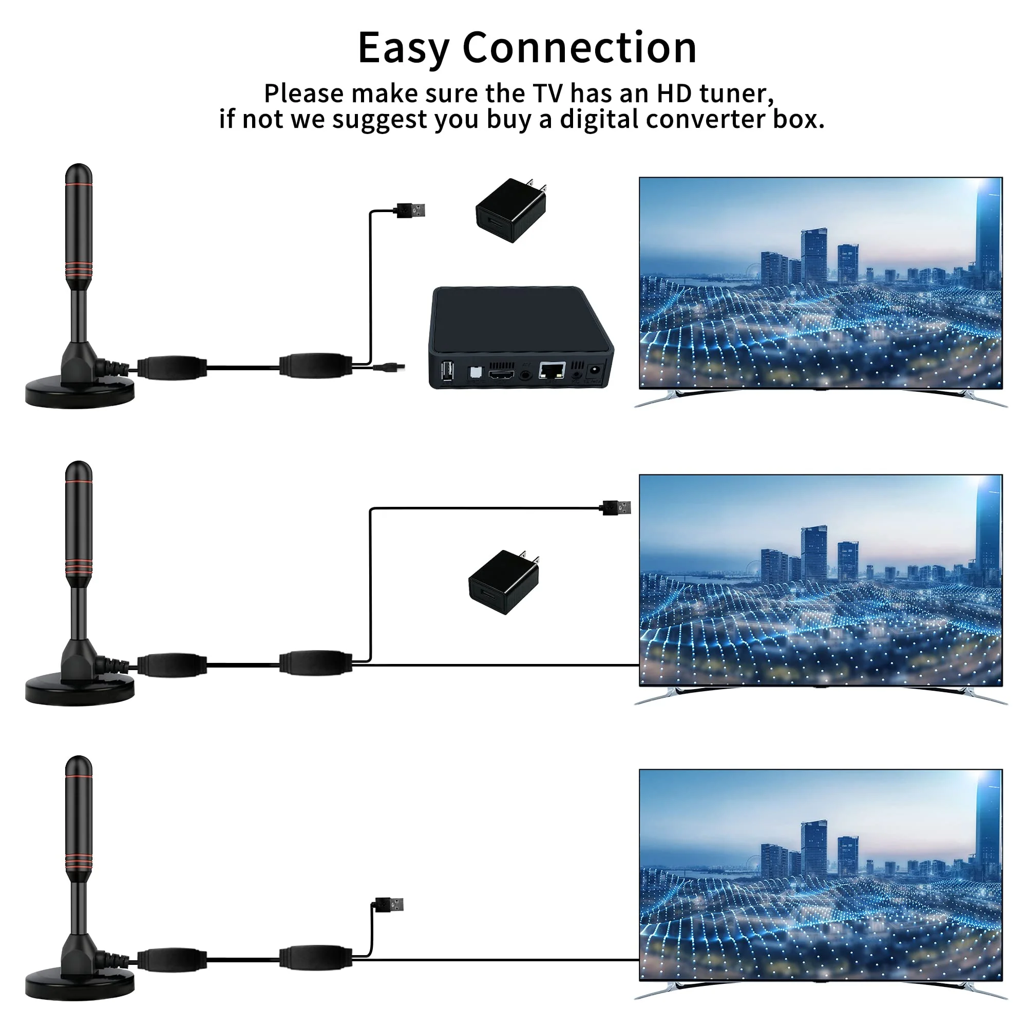 TV Antenna Indoor Antenna for Smart TV with 2 Amplifier Signal Booster for Long Range Reception and All Smart TVs HD Digital Antenna for Local Channels Supports 4K 1080p(Red) Red - Image 3