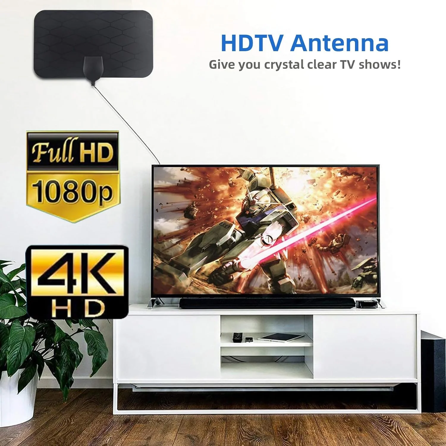TV Antenna Indoor Long Range 900 Miles, Supports 4K 1080p Smart TV Signal Reception with Signal Amplifier 16ft HDTV Coax Cable - Image 6