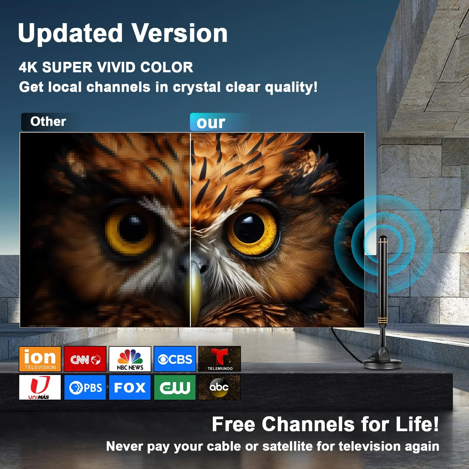 TV Antenna-TV Antenna Indoor,TV Antenna for Smart TV Indoor,TV Antenna for Local Channels,Digital Antenna for Smart tv Indoor,Long Range HD TV Antenna,Support All TV - Image 2