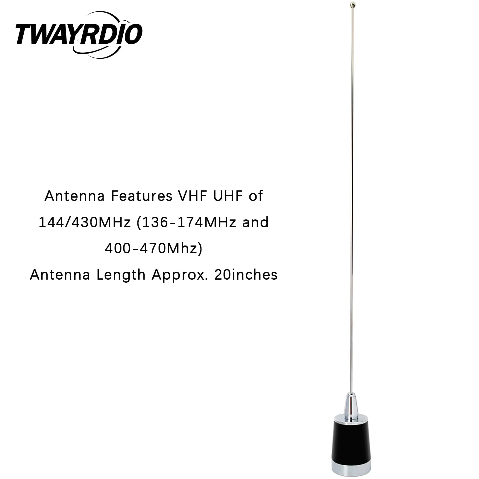 TWAYRDIO Dual Band 144MHz/430MHz NMO Antenna, 3/8" Hole NMO Antenna Mount with 13ft Low Loss RG58 Coaxial Cable PL259 Plug for Motorola Midland Yaesu Icom Mobile Two Way Radio - Image 3