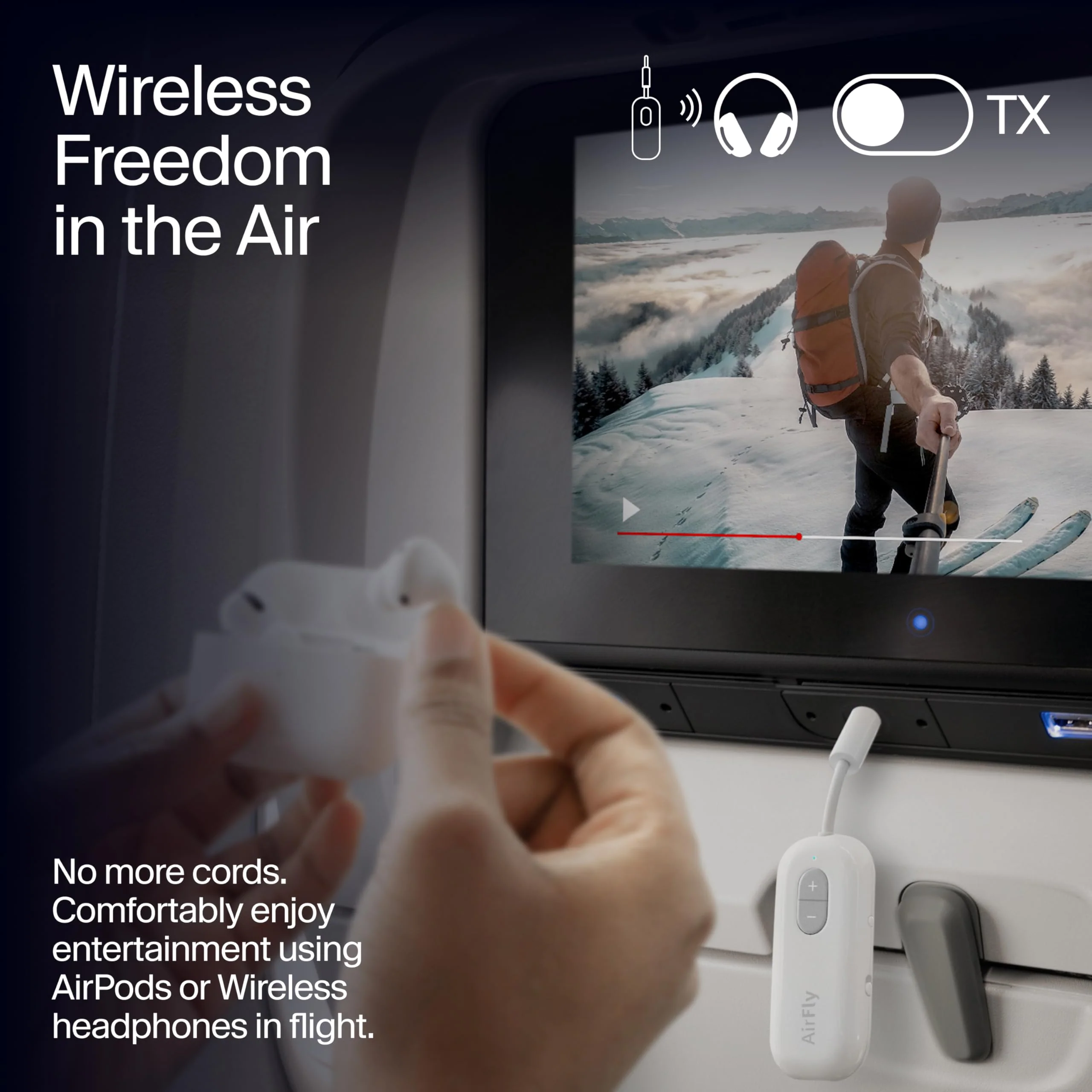 Twelve South AirFly SE | Bluetooth Wireless Audio Transmitter Adapter for AirPods/Headphones, 20+ Hr Battery, Works with 3.5mm aux Jacks on Airplanes, TVs, Gym Equipment, and Travel White - Image 5