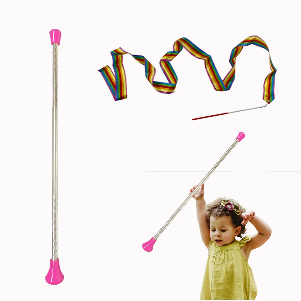 Twirling Baton 21 Inches Marching Baton Spinning Dance Baton Metal Gymnastics Parade Stick for Child in Majorette (Pink) Pink