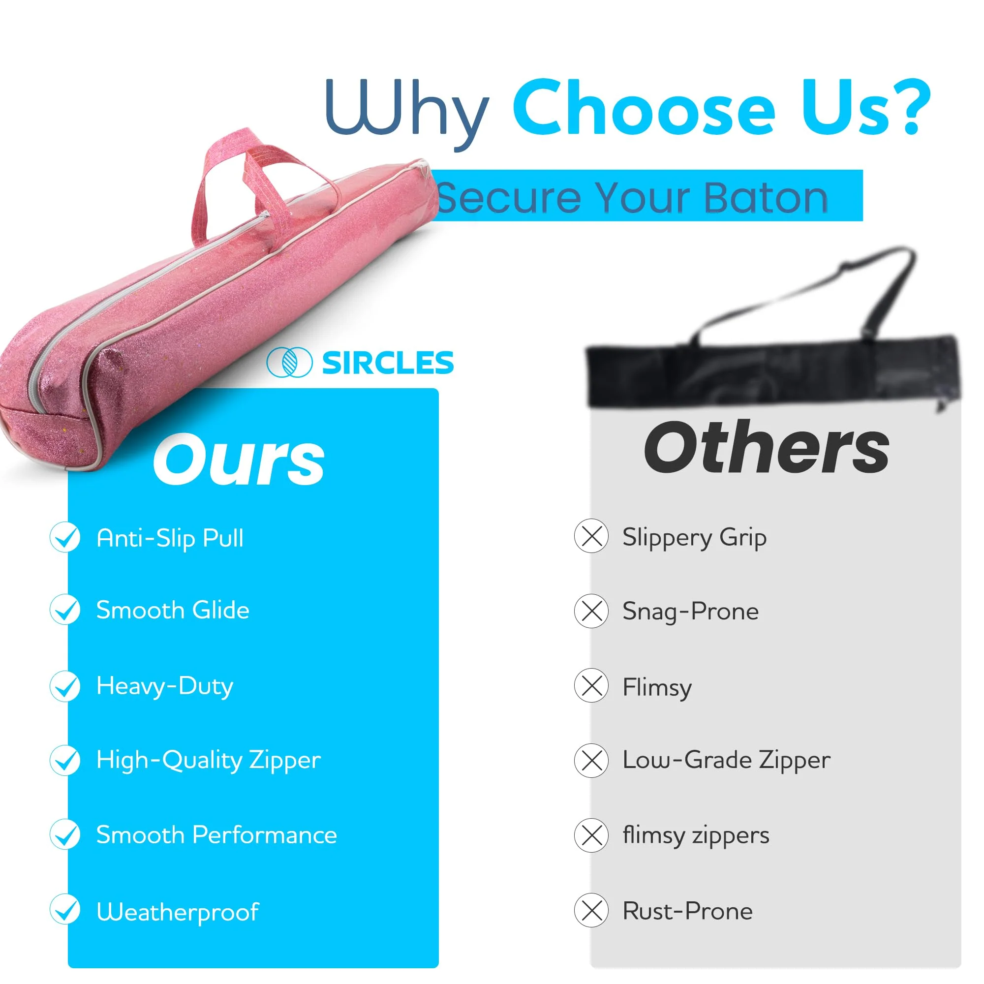 Twirling Baton Bag Case with Adjustable Shoulder Strap - Pink Sparkle Case for Majorette Marching Dance Batons - Complete with 2 Rainbow Dance Ribbons Baton Bag Pink - Image 7