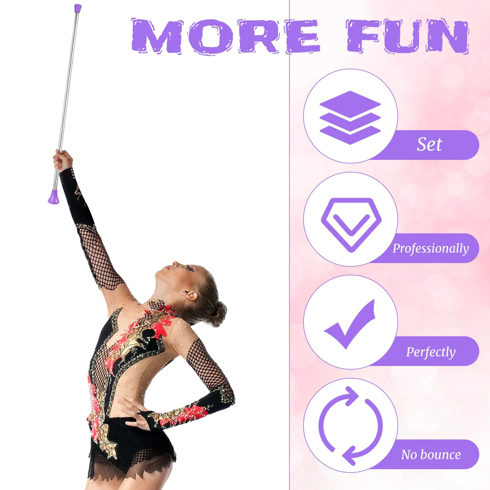 Twirling Baton Unisex Kids' Gymnastics Dance Baton Metal Baton Marching Band Baton Parade Baton Stick for Talent Shows, Artistic Dancing, Baton Twirling, 24 Inch Purple - Image 4