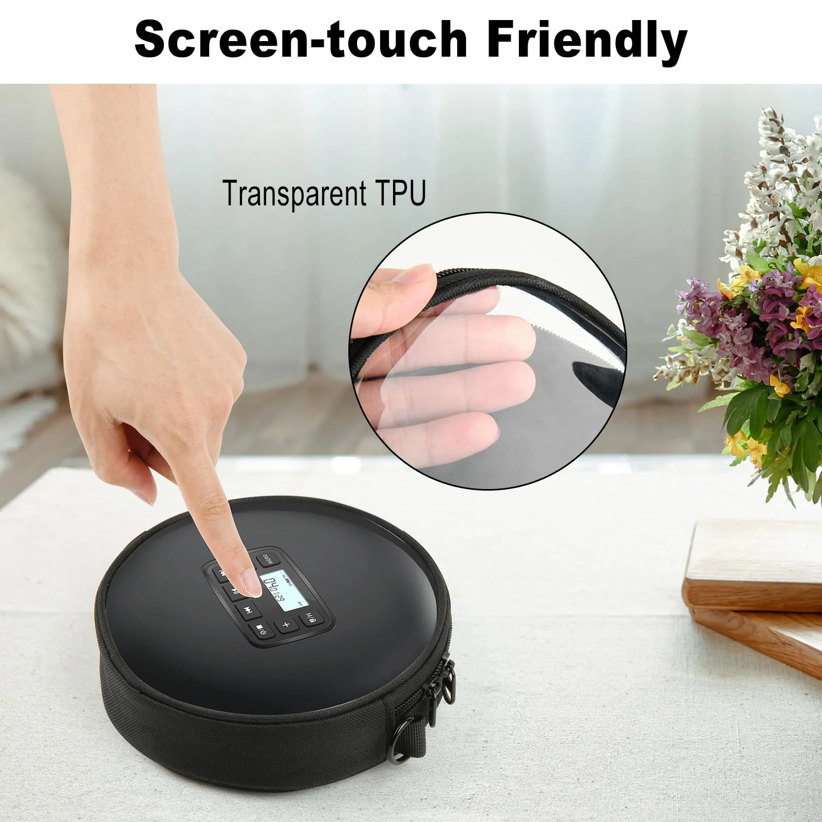 TXEsign CD Player Storage Bag, 6" Disk Case With Adjustable Shoulder Strap, Waist Band, and Transparent Window - Image 3