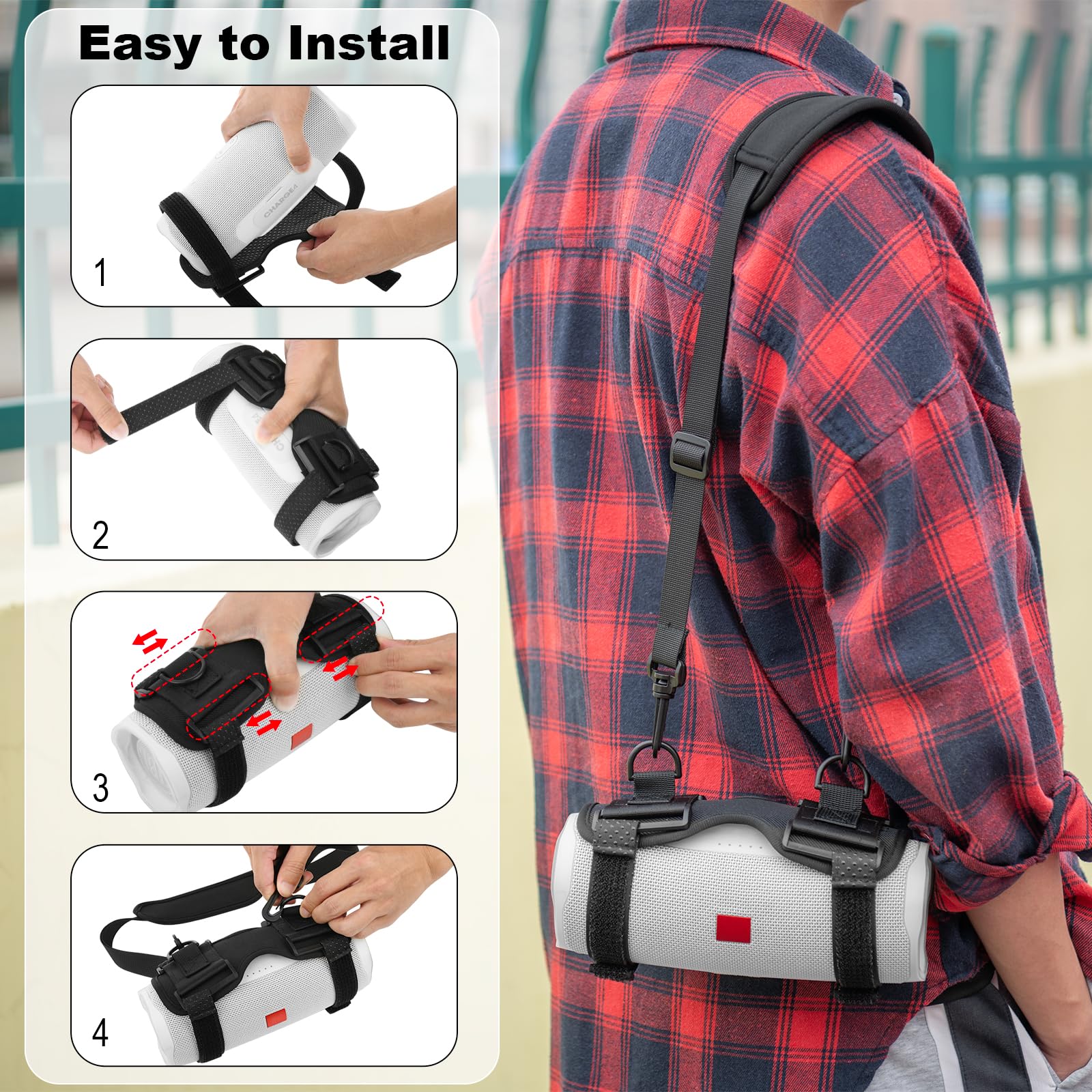 TXEsign Portable Speaker Strap Holder Carrier for JBL Charge 4/5, JBL Flip 5/6, UE Boom 3 Speaker, Adjustable Strap Speaker Mount Holder Sling Strap Water Bottle Holder for Walking Hiking Camping - Image 7