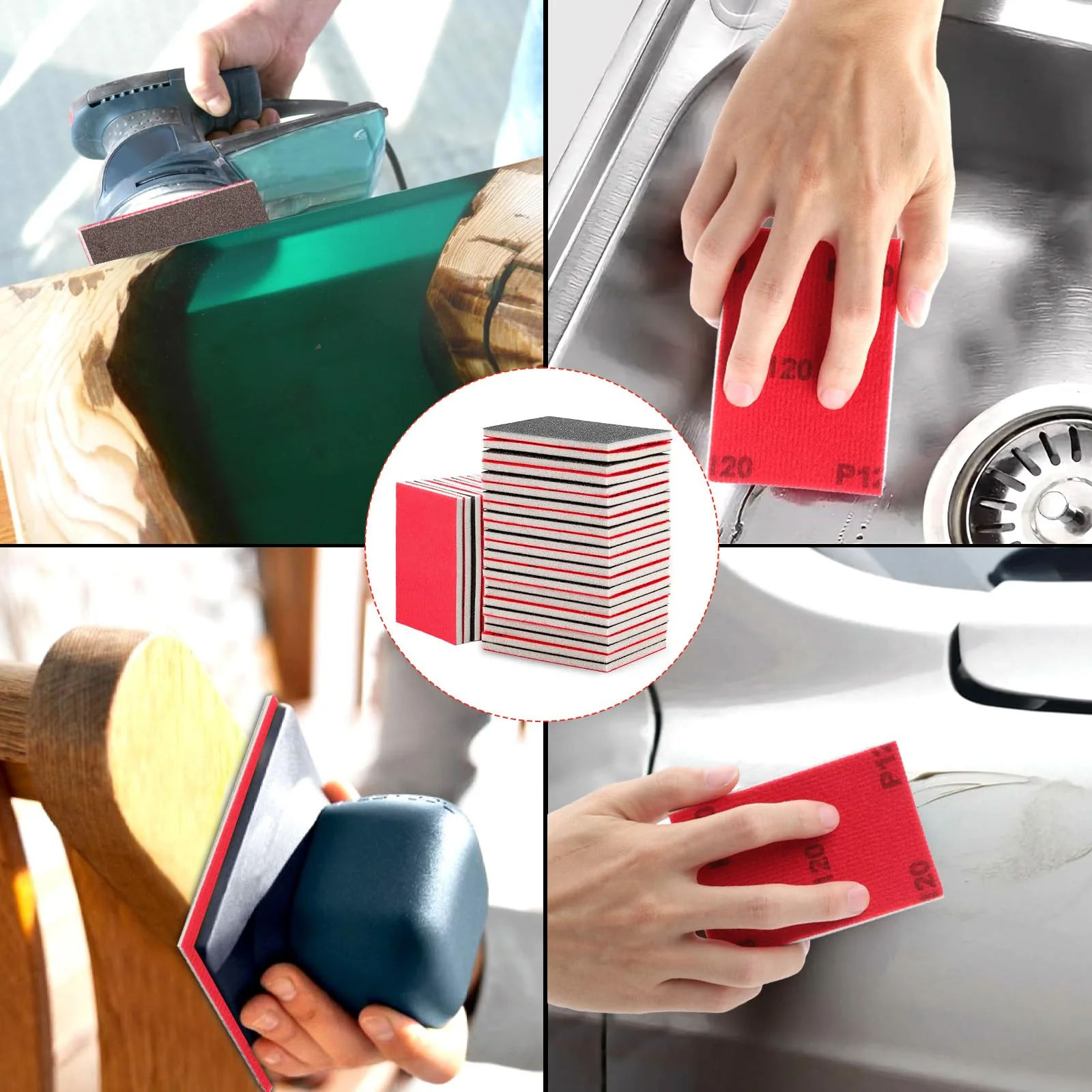 TXXATX 27 Pieces Sanding Sponge 180-3000 Grits Sponge Sanding Pads Wet and Dry Blocks Sandpapers Flexible Pads Washable and Reusable for Drywall Wood Furniture Metal Polishing Painting Auto Repair Mix Grits - Image 2