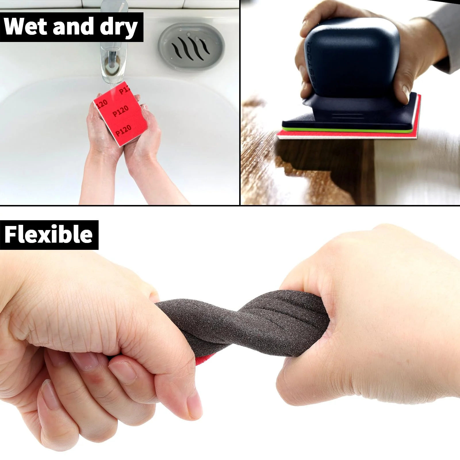 TXXATX 27 Pieces Sanding Sponge 180-3000 Grits Sponge Sanding Pads Wet and Dry Blocks Sandpapers Flexible Pads Washable and Reusable for Drywall Wood Furniture Metal Polishing Painting Auto Repair Mix Grits - Image 7
