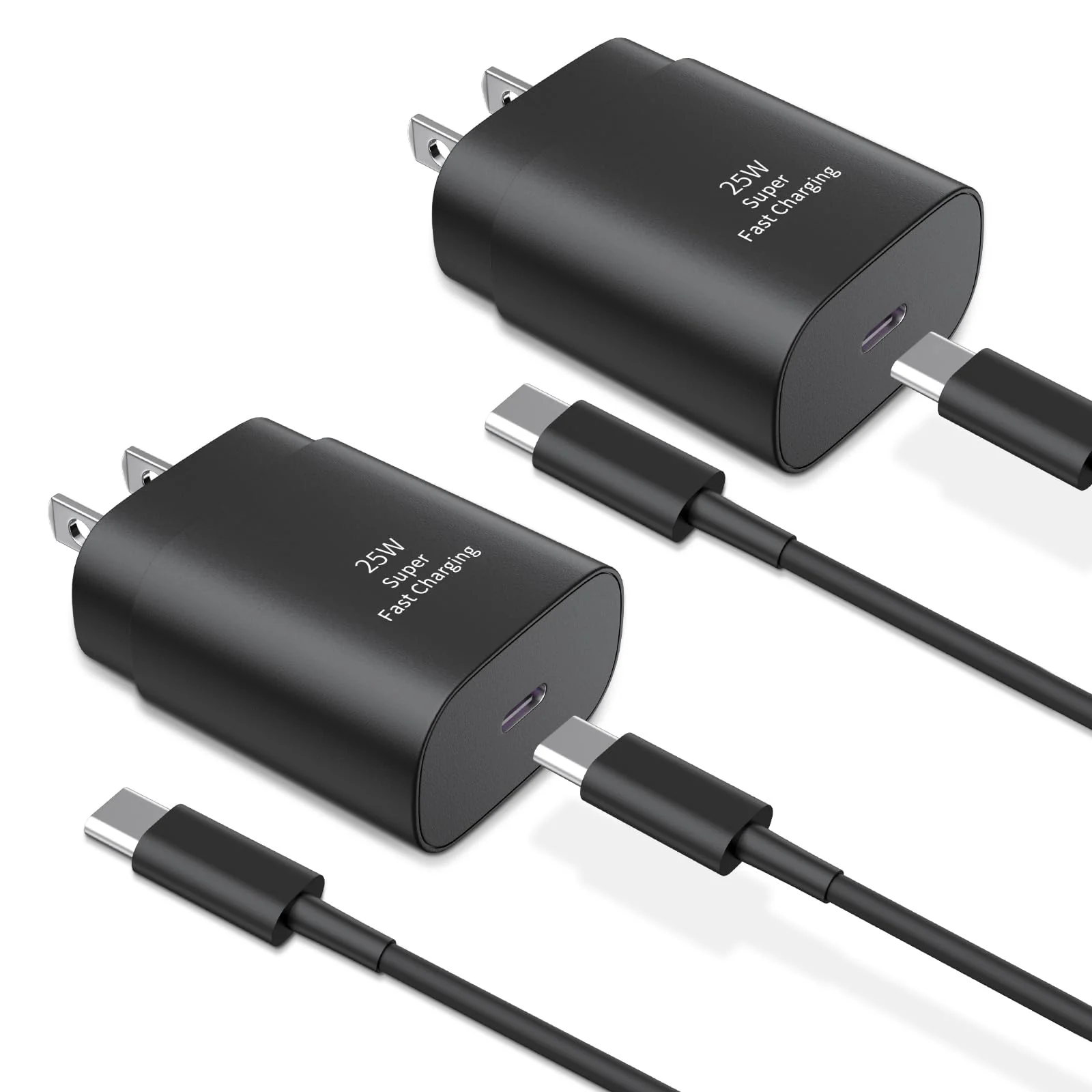 Type C Charger Fast Charging,2Pack 25W Super Fast USB C Charger block with 6Ft USB C Cable Compatible with Samsung Galaxy S24 Ultra/S23/S22/S21/S20/Note 20/10,Pixel 6 5 4 Pro XL/iPhone 15 Series Black