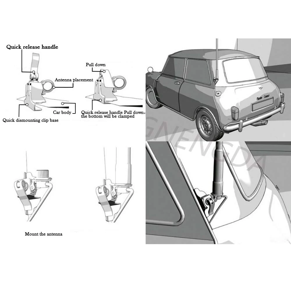 UAYESOK Car Antenna Mount Bracket Clip Trunk Lid Hatchback Mobile Radio Antenna Mount Base with 5M/16.4ft SO239 to PL-259 RG-58 Coax Cable for Vehicle Car HAM Radio Antenna - Image 4