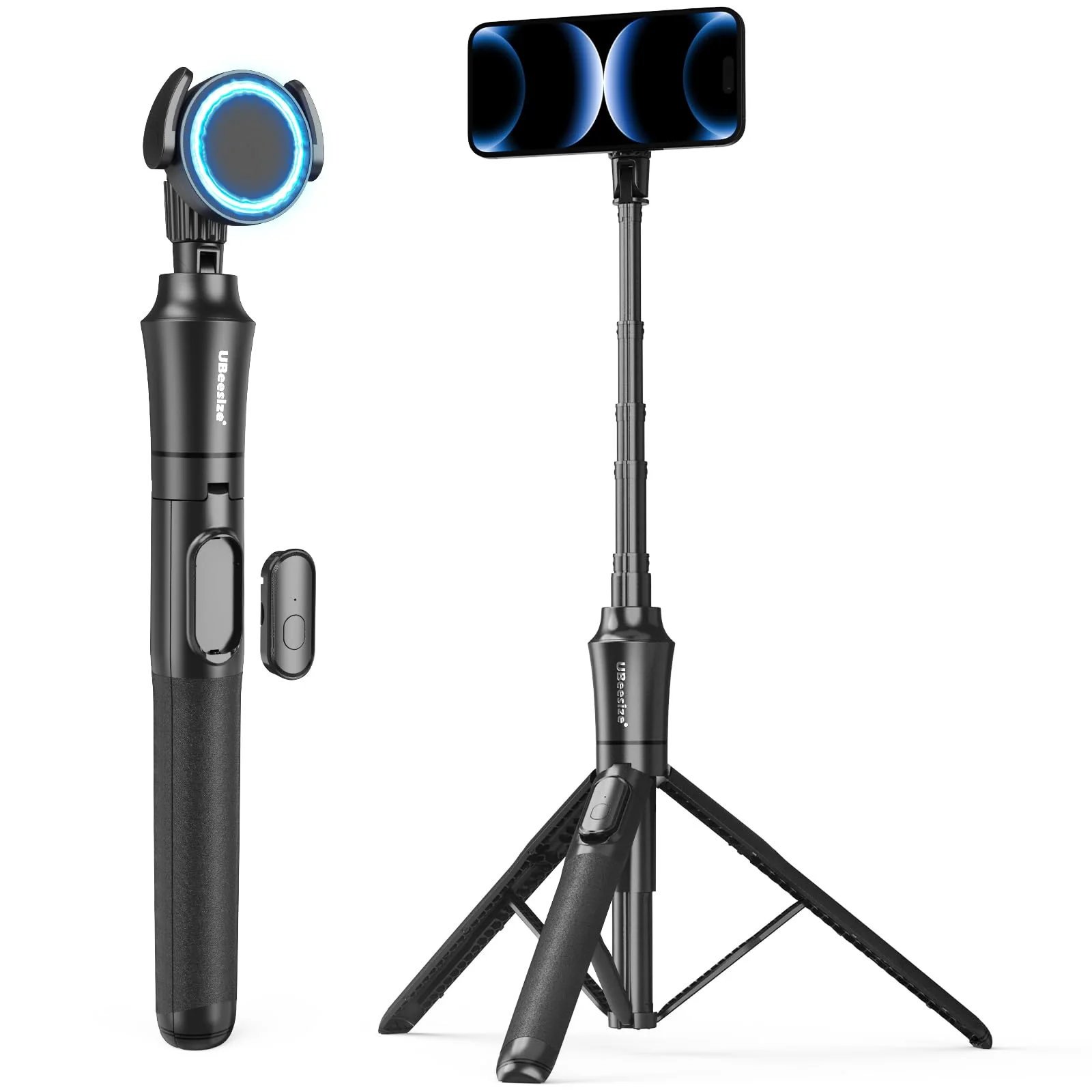 UBeesize 72'' Magnetic Tripod for iPhone with Remote, Extendable Cell Phone Tripod Stand, Compatible with MagSafe, Selfie Stick Tripod for iPhone 15 14 13 12 11 Series and Android Phones 72-in