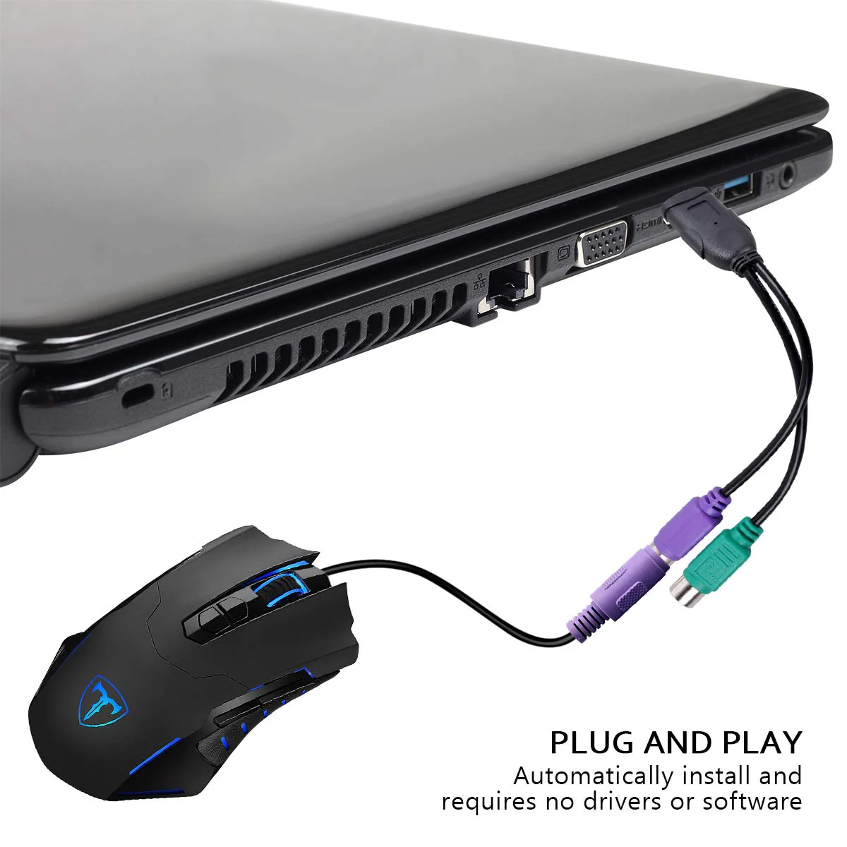 UCEC PS/2 to USB Adapter Converter for PS2 Keyboard Mouse Black PS/2 to USB - Image 6