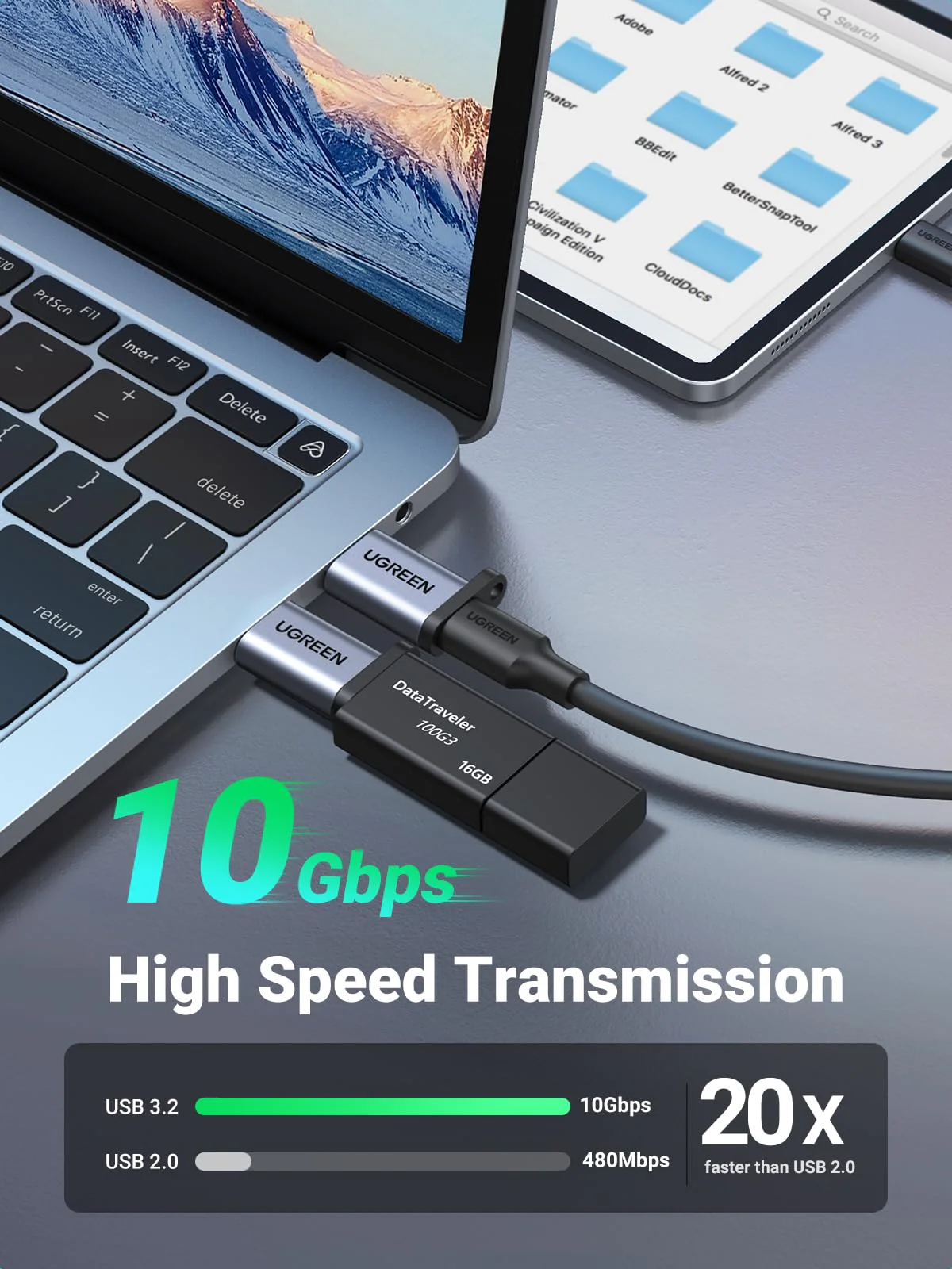UGREEN 10Gbps USB C Female to USB Male Adapter 2 Pack, Type C to USB A Charger Cable Converter Compatible with Apple Watch iPhone 15 14 13 AirPods 3 MacBook Samsung Galaxy Note Google Pixel etc Gray - Image 2