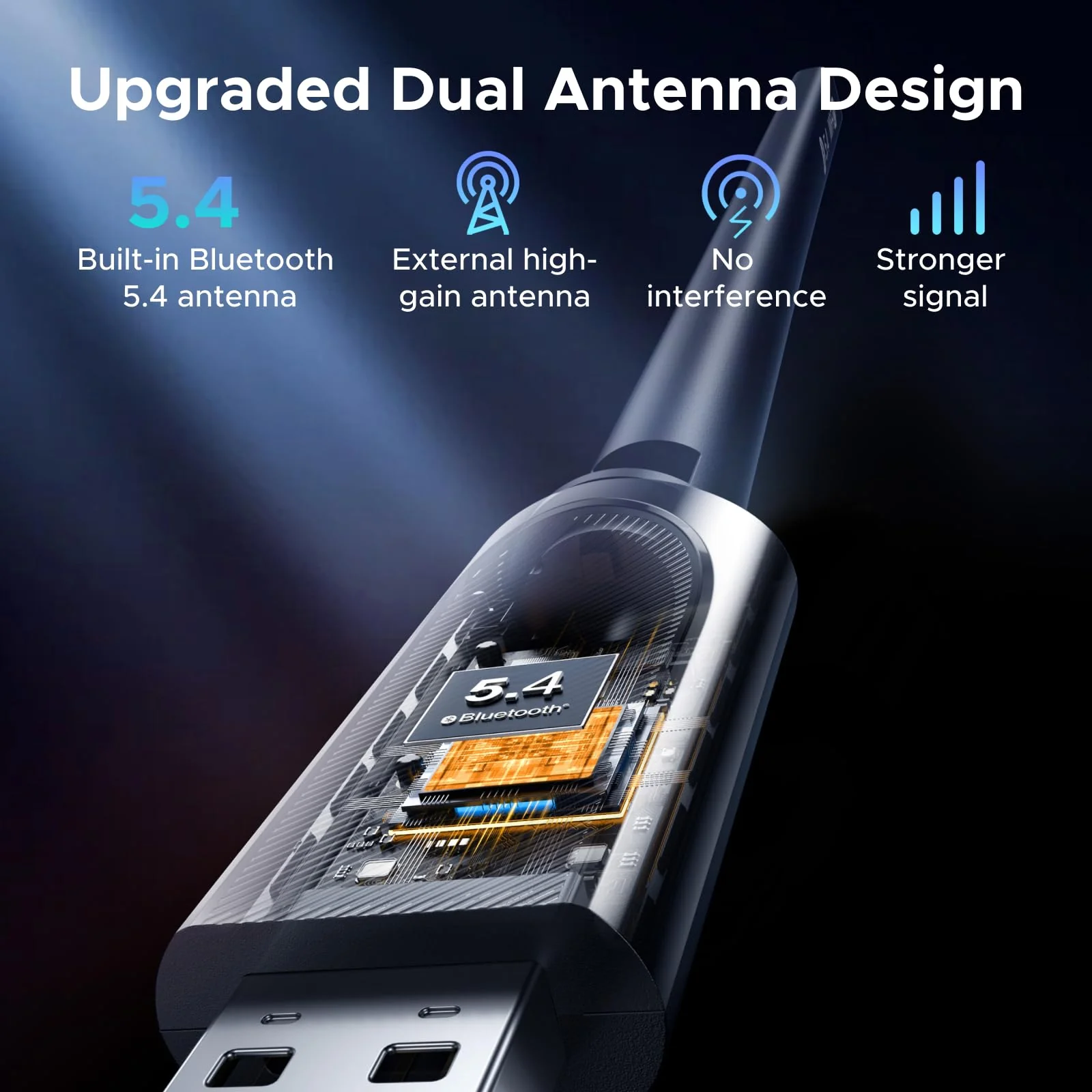 UGREEN 2-in-1 USB Bluetooth WiFi Adapter, AX900 + Bluetooth 5.4 WiFi 6 Adapter for Desktop PC with 5GHz/2.4GHz Dual Band, 6dBi High Gain Antenna, Built-in Driver for Windows 10/11 - Image 5
