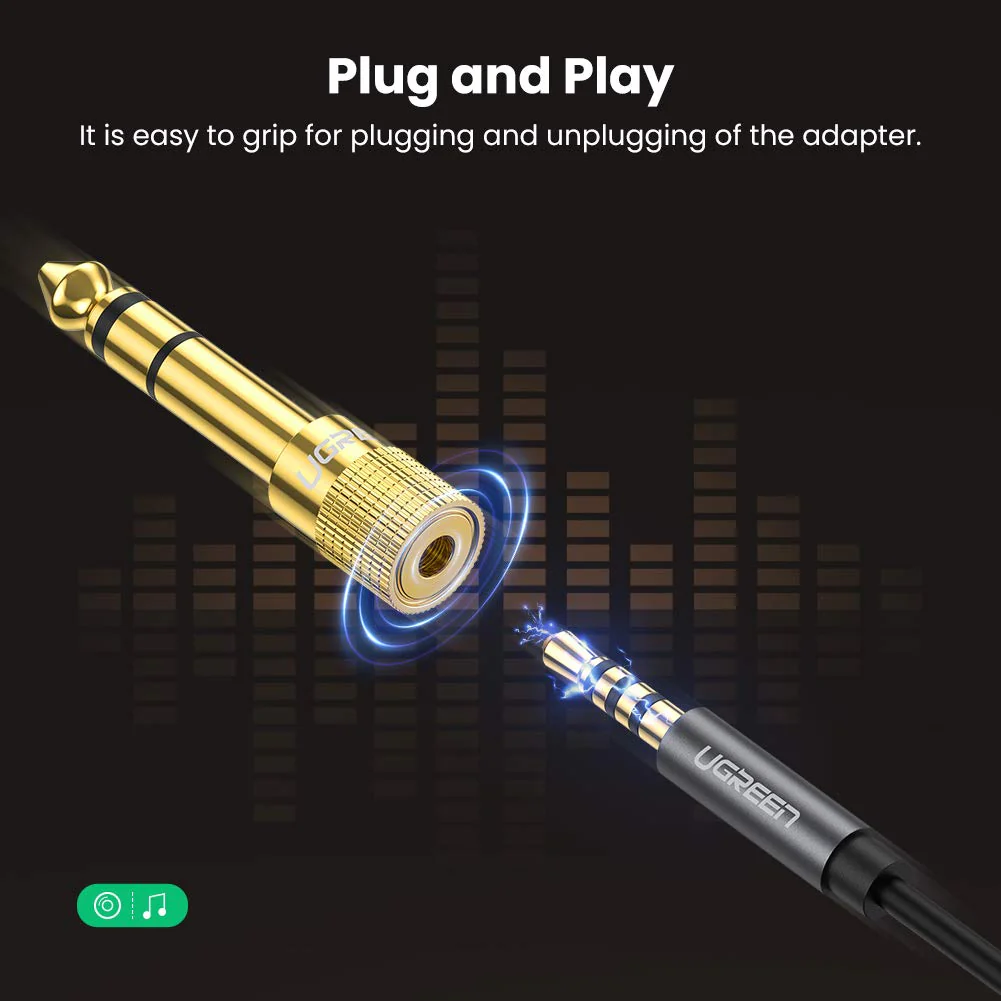 UGREEN 6.35mm 1/4 inch Male to 3.5mm 1/8 inch Female Stereo Headphone Adapter Audio Jack Plug Gold Plated for Speaker Headphone Guitar Digital Piano Amp, 2 Pack - Image 4