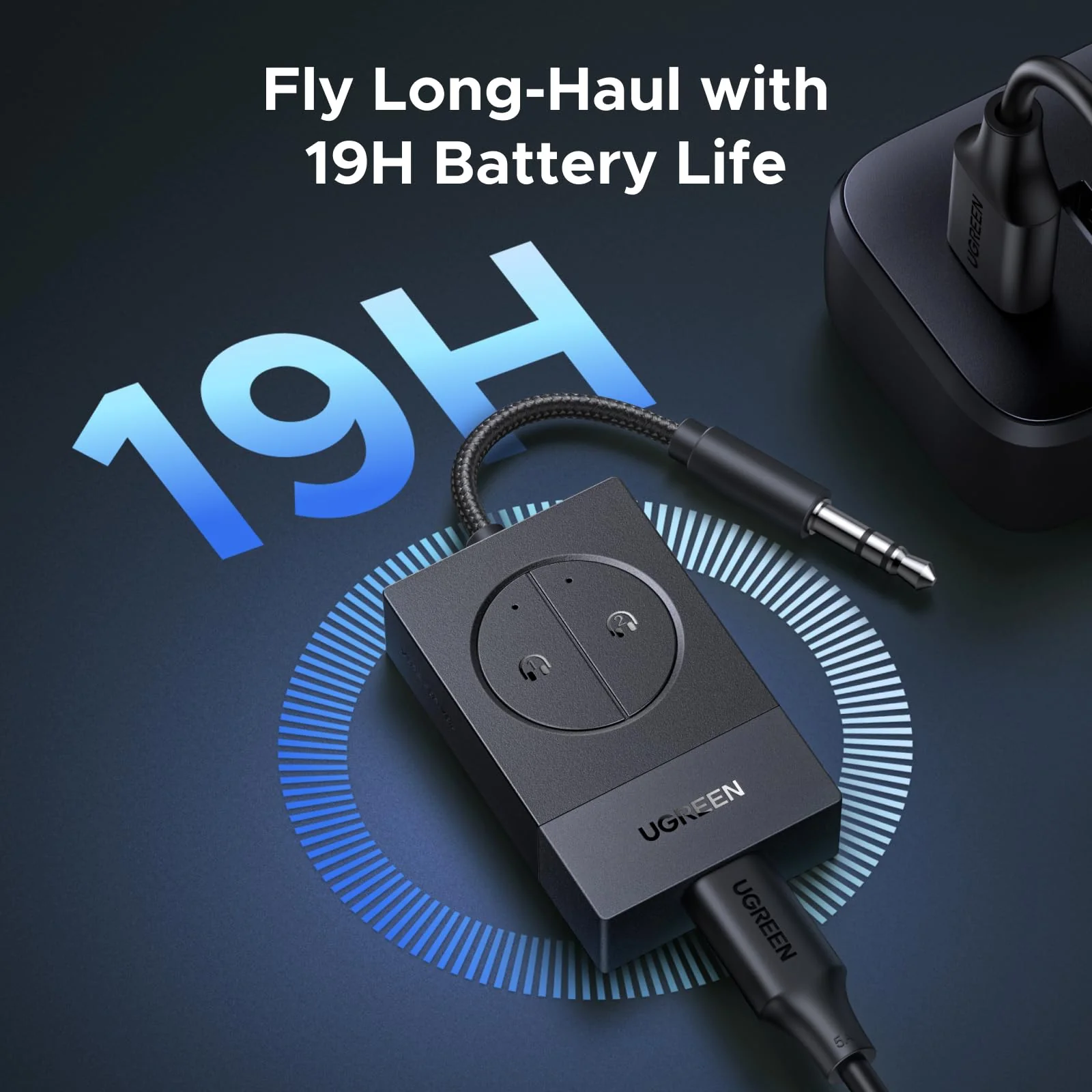 UGREEN Airplane Bluetooth 5.4 Adapter for 2 Airpods or Headphones, Wireless Bluetooth Transmitter Compatible with All AirPods Like Airpods 4/Pro2/Max,Dual 3.5MM AUX Jack Adapter Included - Image 5