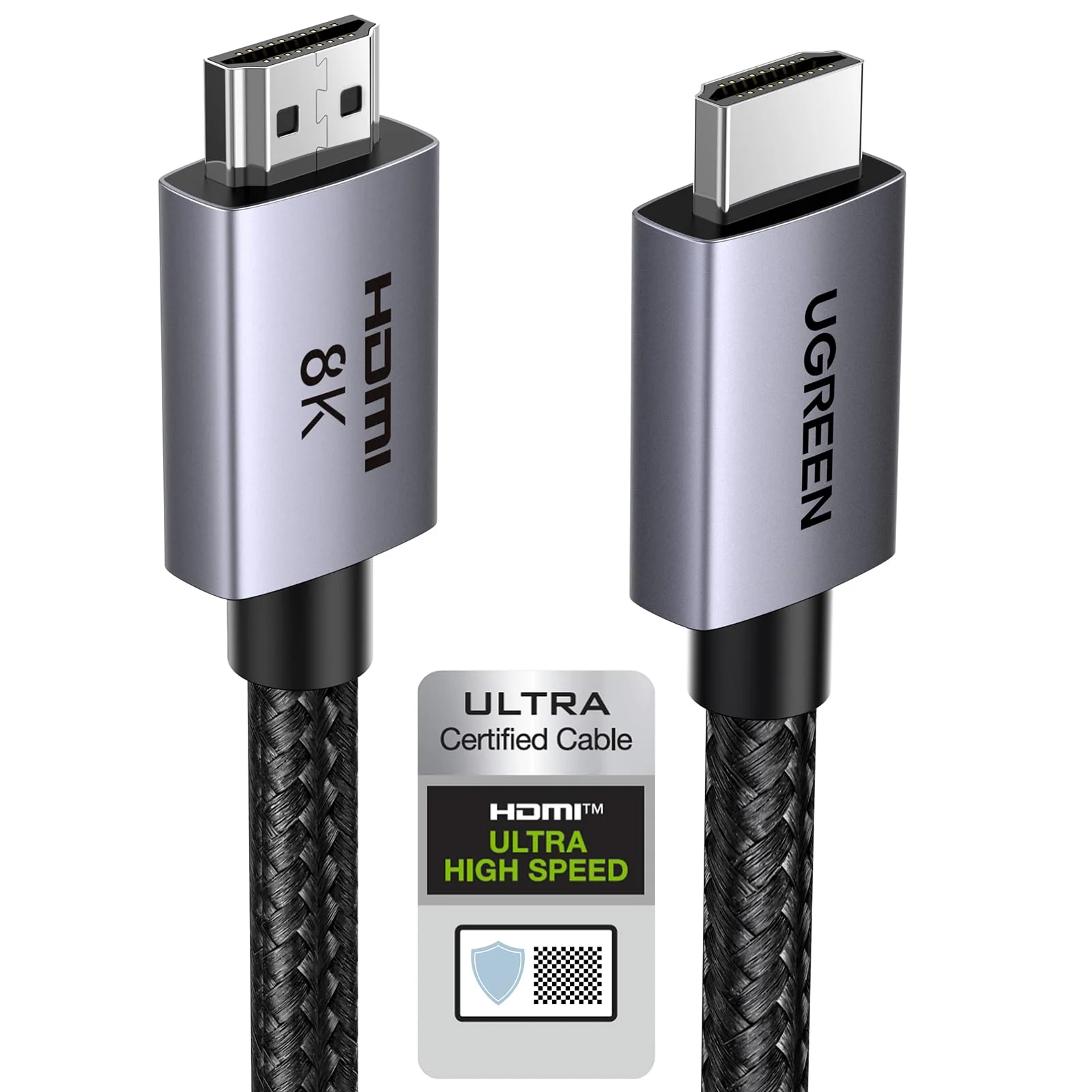 UGREEN HDMI 2.1 Cable 8K 60Hz 4K 240Hz 165Hz 144Hz 120Hz 48Gbps High Speed, HDMI Cable 2.1 Ultra HD eARC HDR 10+ HDCP Dolby Vision VRR Compatible with TV/PS5/PS4/Xbox Series X/Monitor/Laptop (2M) 2.0 Meter