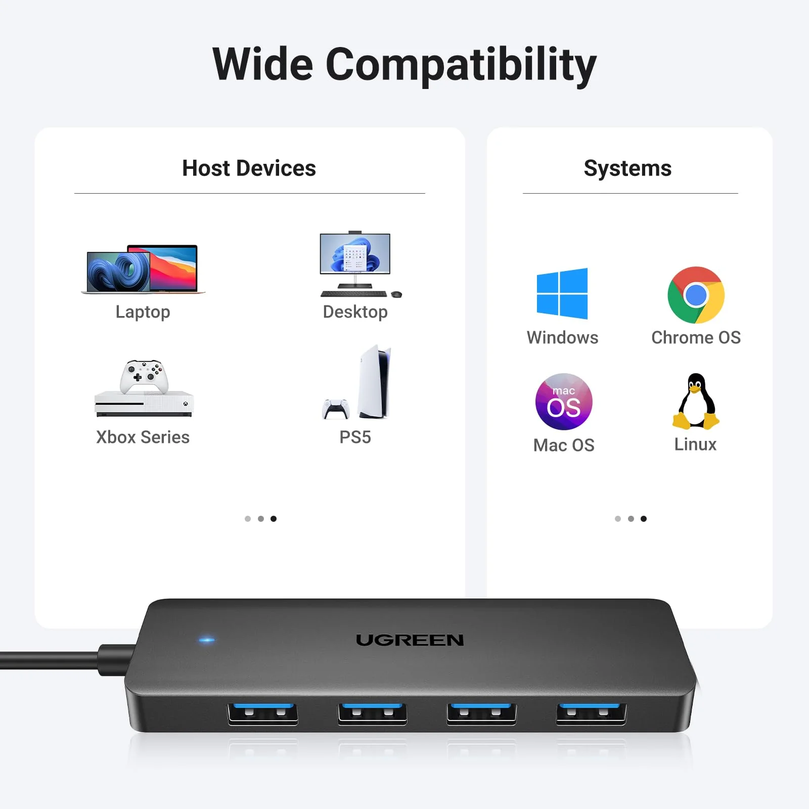 UGREEN USB 3.0 Hub, 4 Ports USB A Splitter Ultra-Slim USB Expander for Mouse, Keyboard, Flash Drive, U Disk, Printer Compatible with Laptop, Desktop PC, Xbox, PS5, and More, 2ft 2 ft - Image 6