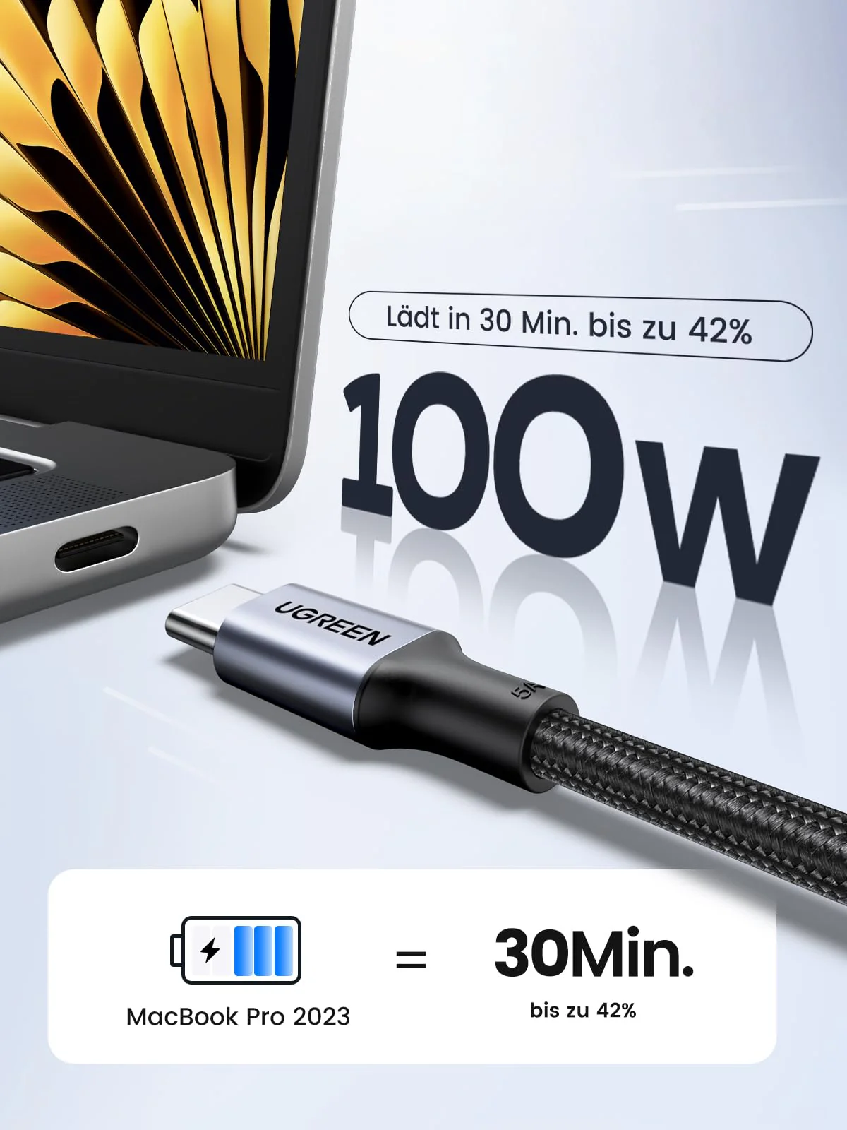 UGREEN USB C Cable 100 W 2 m Charging Cable USB-C Pack of 2 PD 3.0 Fast Charging Cable PPS USB C to USB C Cable for iPhone 17/Air/16/15 Series, MacBook Pro/Air, iPad Pro, Galaxy S24, Pixel 9, Steam 2.0 Meter - Image 2