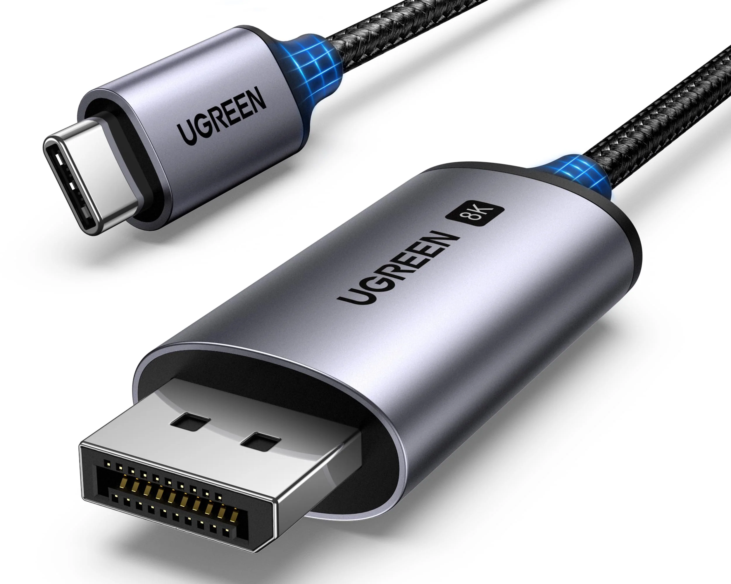 UGREEN USB C to DisplayPort 1.4 Cable 8K@60Hz 4K@240Hz Unidirectional Thunderbolt 4/3 to DisplayPort Cord USB C to DP 32.4Gbps Compatible iPhone 16, MacBook Pro/Air, iPad, Mac Mini, Galaxy, XPS, 3.3FT