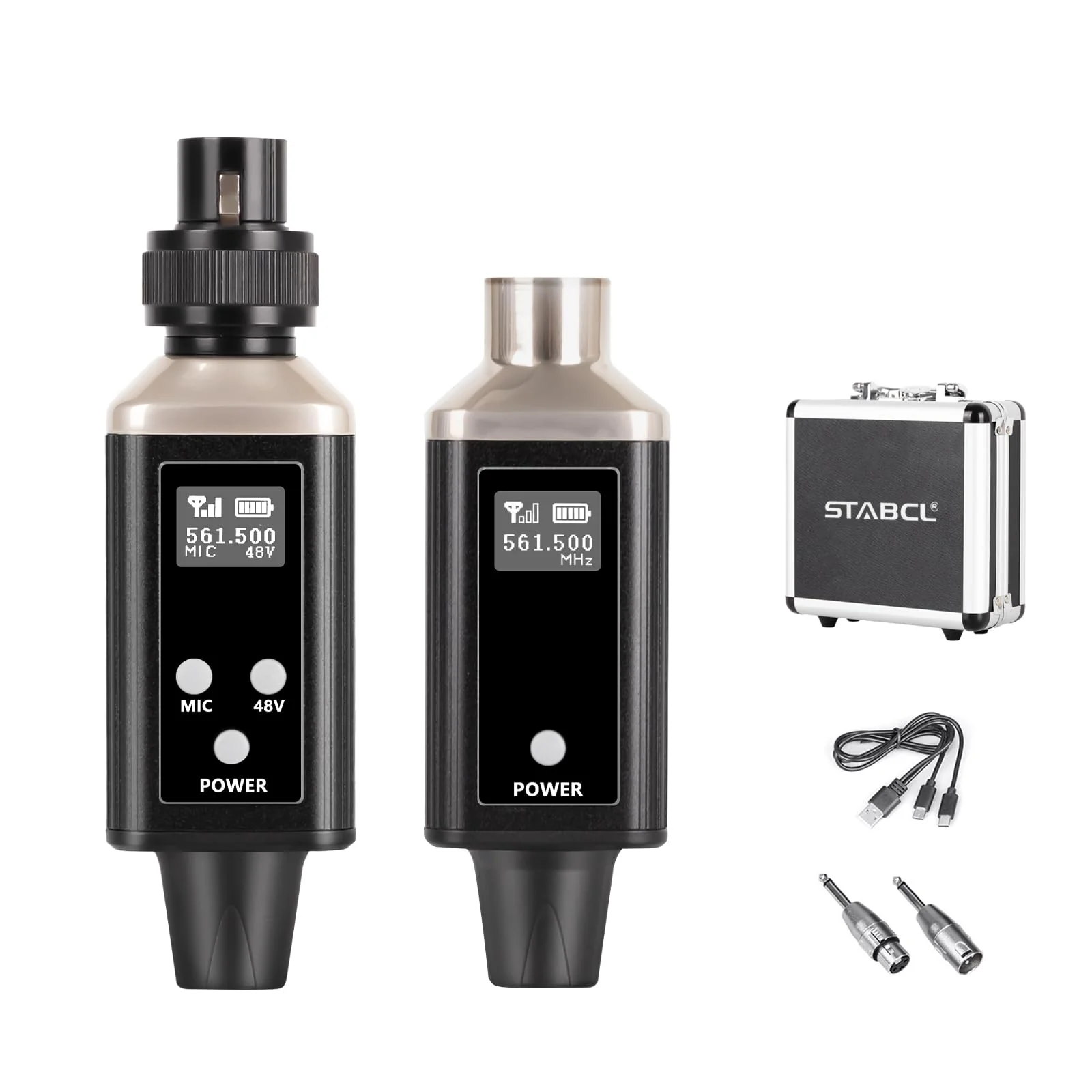 UHF Wireless XLR Transmitter and Receiver with Carry Case, Professional Wireless Microphone XLR Adapter for Dynamic & Condenser Mics and Audio Mixer Pa System, Rechargeable, 200ft Range.