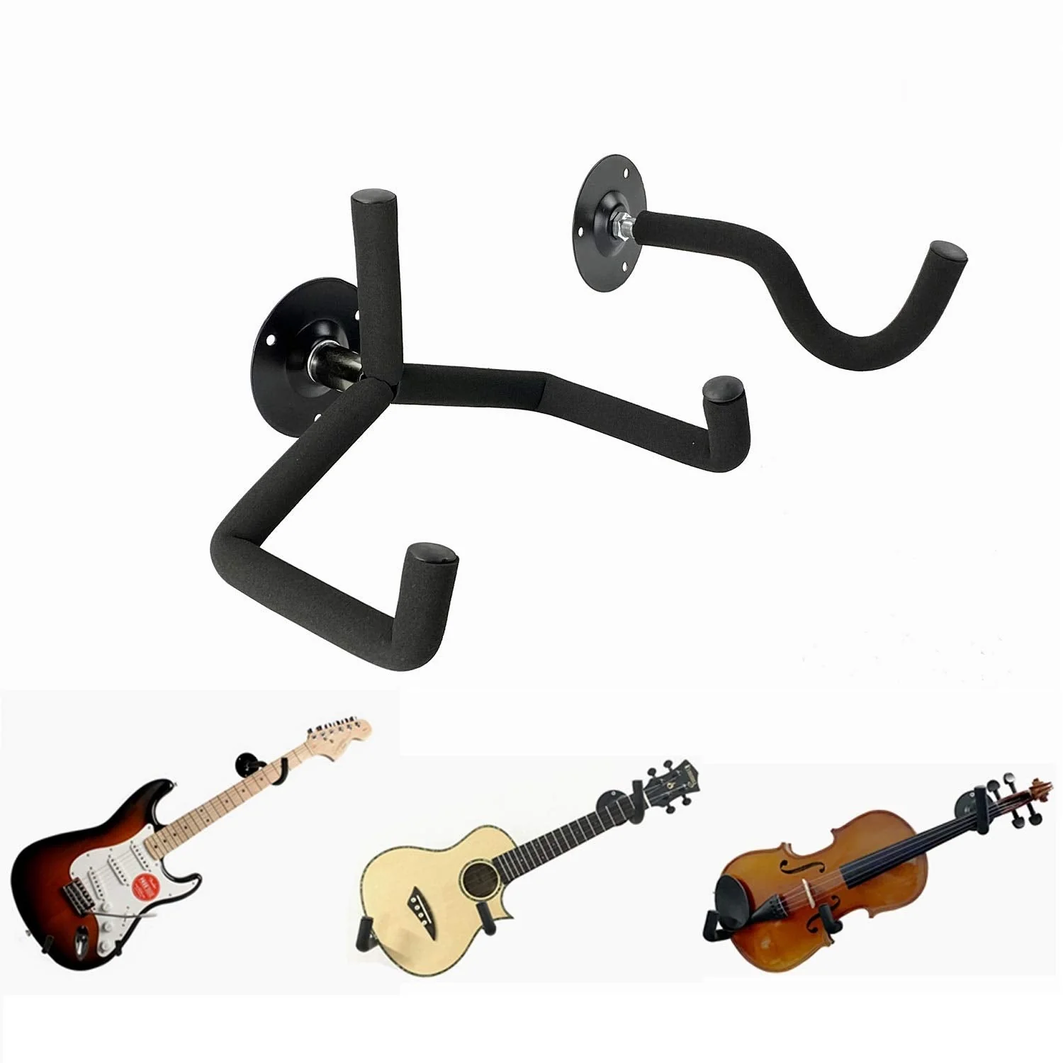 Ukulele/Bass/Violin Hanger Wall Mount Slatwall Horizontal Electric Guitar Holder Bass Stand Rack Hook