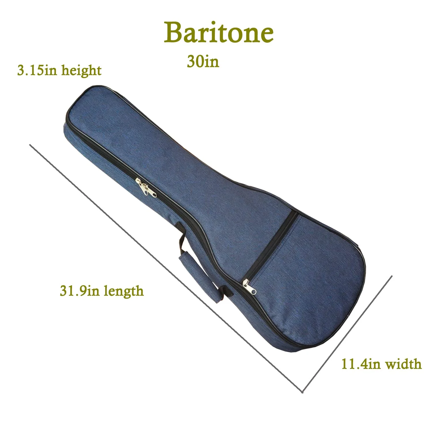 Ukulele Case Bag Baritone 30 inches Soft Adjustable Dual Shoulder Straps Backpack Case with 0.39 inch Thick Sponge Padding Protective Waterproof Nylon (Blue) Blue - Image 3
