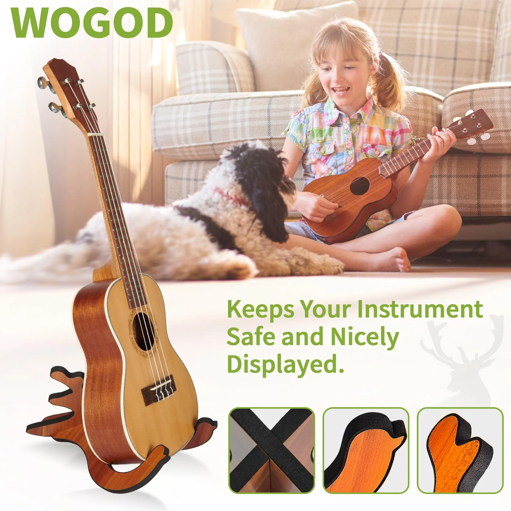 Ukulele Stand Instrument Stand - Ukelele Holder Accessory for Alto Soprano Concert Tenor, Mandolin,Violin and Banjo - Image 3