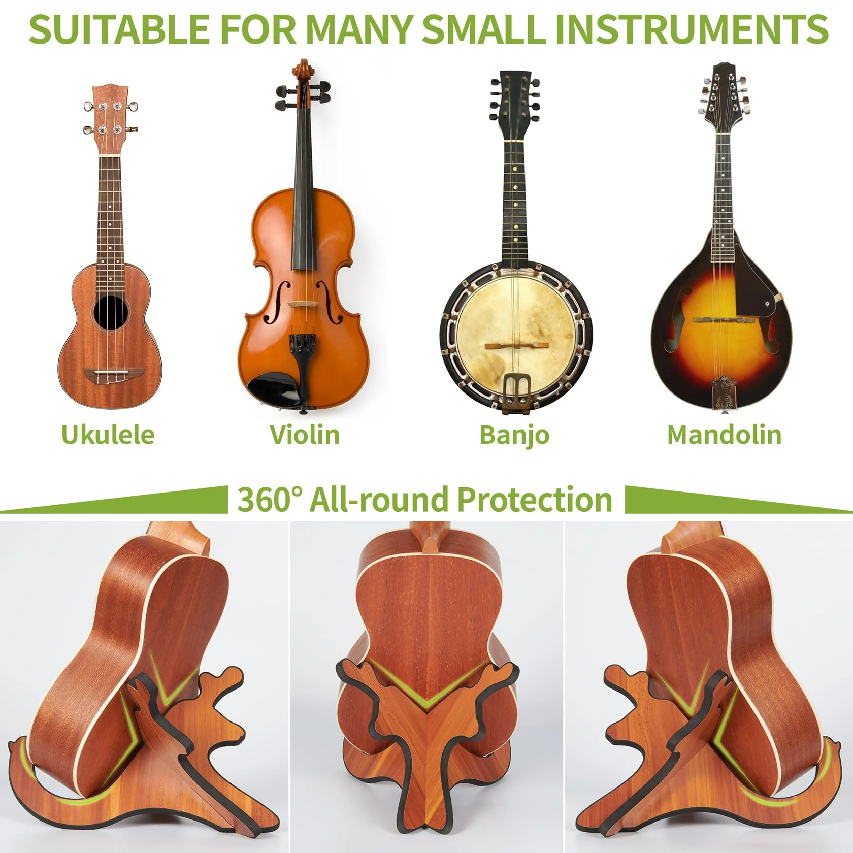Ukulele Stand Instrument Stand - Ukelele Holder Accessory for Alto Soprano Concert Tenor, Mandolin,Violin and Banjo - Image 4