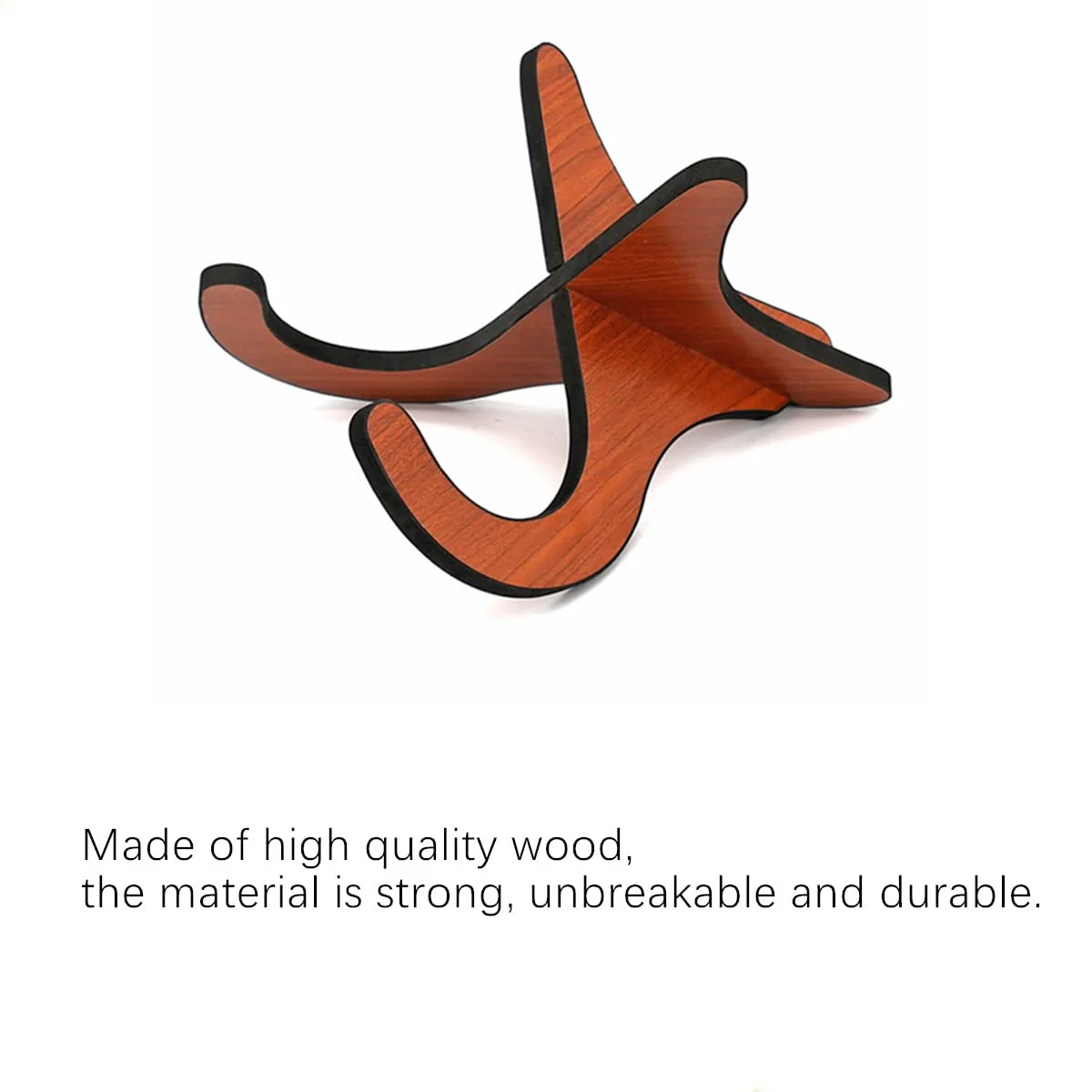 Ukulele Stand, Mahogany Foam Ukulele Stand, Portable Wooden Ukulele Stand for Ukulele, Mandolins and Violins - Image 3