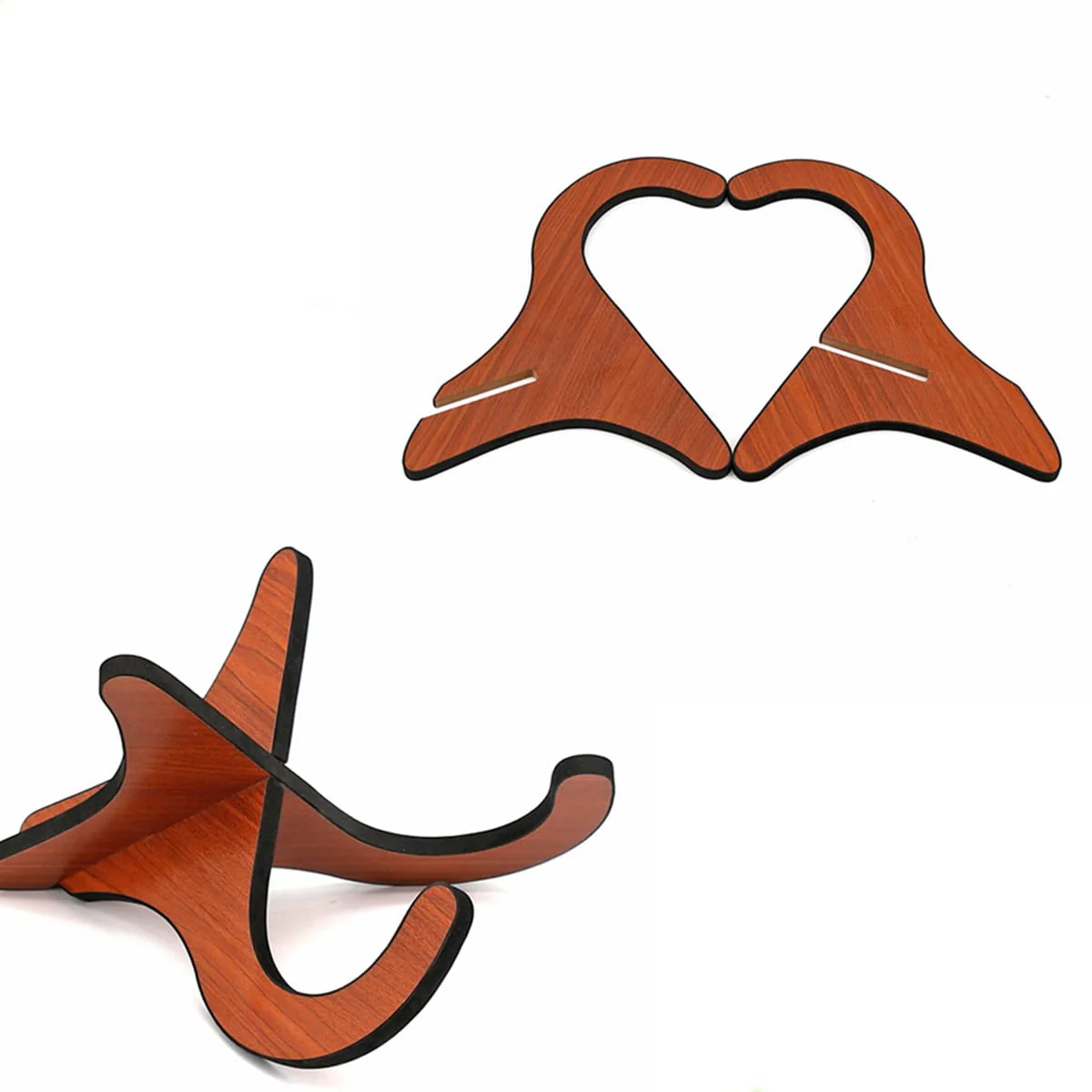 Ukulele Stand, Mahogany Foam Ukulele Stand, Portable Wooden Ukulele Stand for Ukulele, Mandolins and Violins - Image 4
