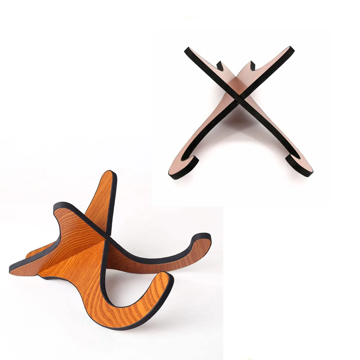 Ukulele Stand, Mahogany Foam Ukulele Stand, Portable Wooden Ukulele Stand for Ukulele, Mandolins and Violins - Image 5