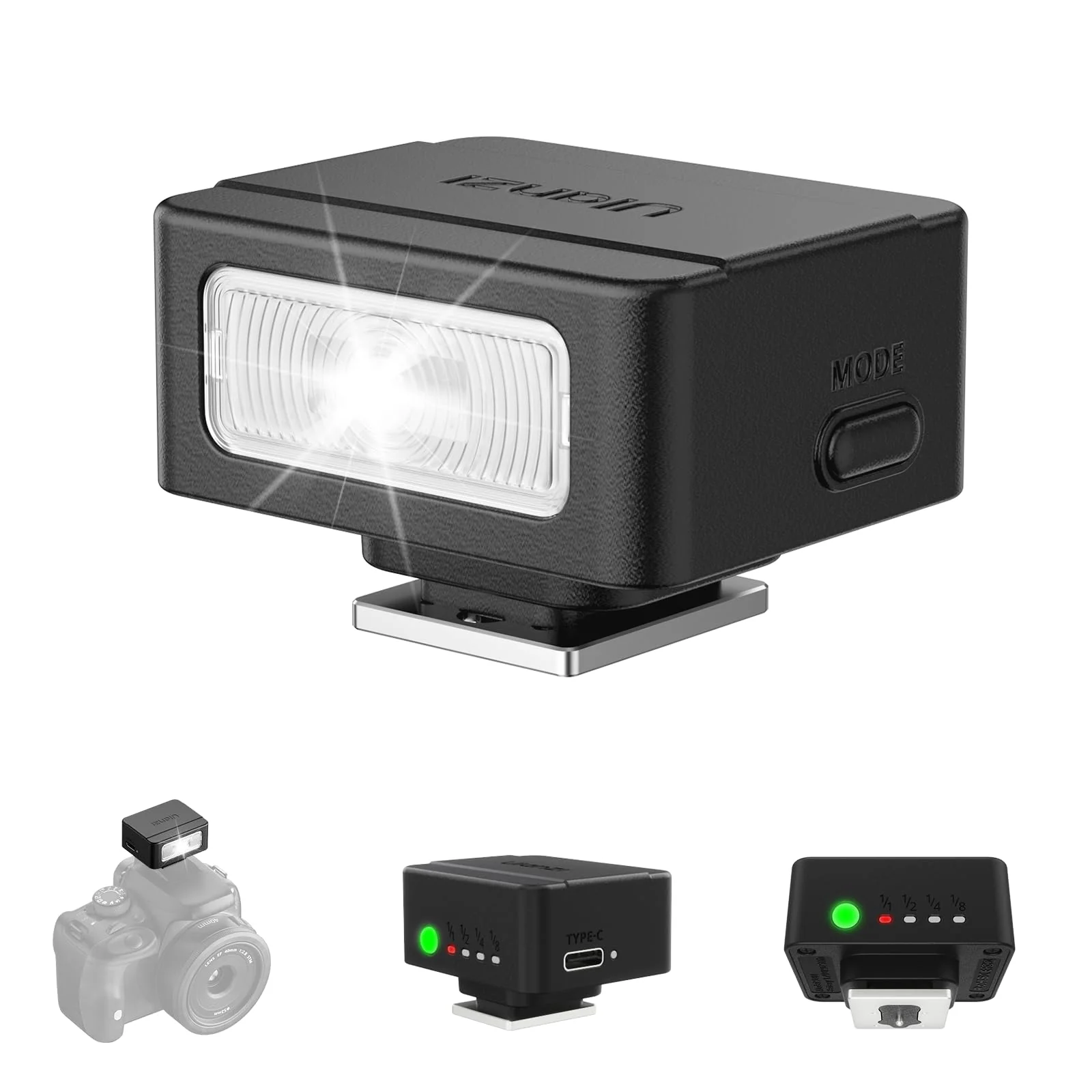ULANZI SL01 Mini Camera Flash, GN8 6500K Mini Flash Speedlite, 4 Power Levels, Compatible with Sony ZV-1/ZV-E10/Canon/Nikon/Fuji/Panasonic/Leica/Olympus, 【Not Fits Sony ZV-1F】 SL01-Mini Flash Speedlite