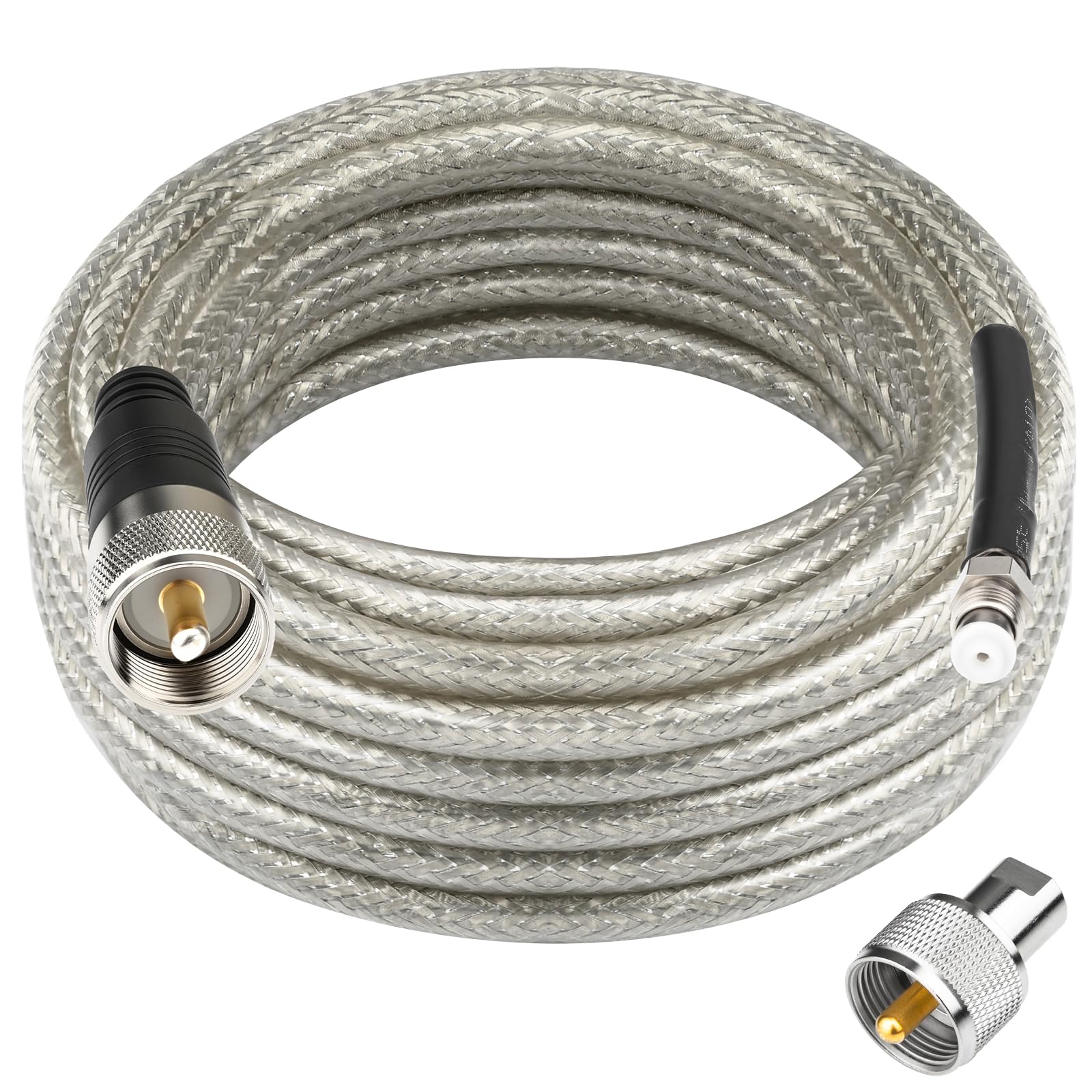 Ullnosoo CB Coax Cable 18ft, CB Radio Antenna Cable RG8X Coaxial Cable with PL-259 Male to FME Female/ PL259 Male Connector, Low Loss for HAM Radio, VHF Radio, Marine Antenna, SWR Meter with FME Adapter