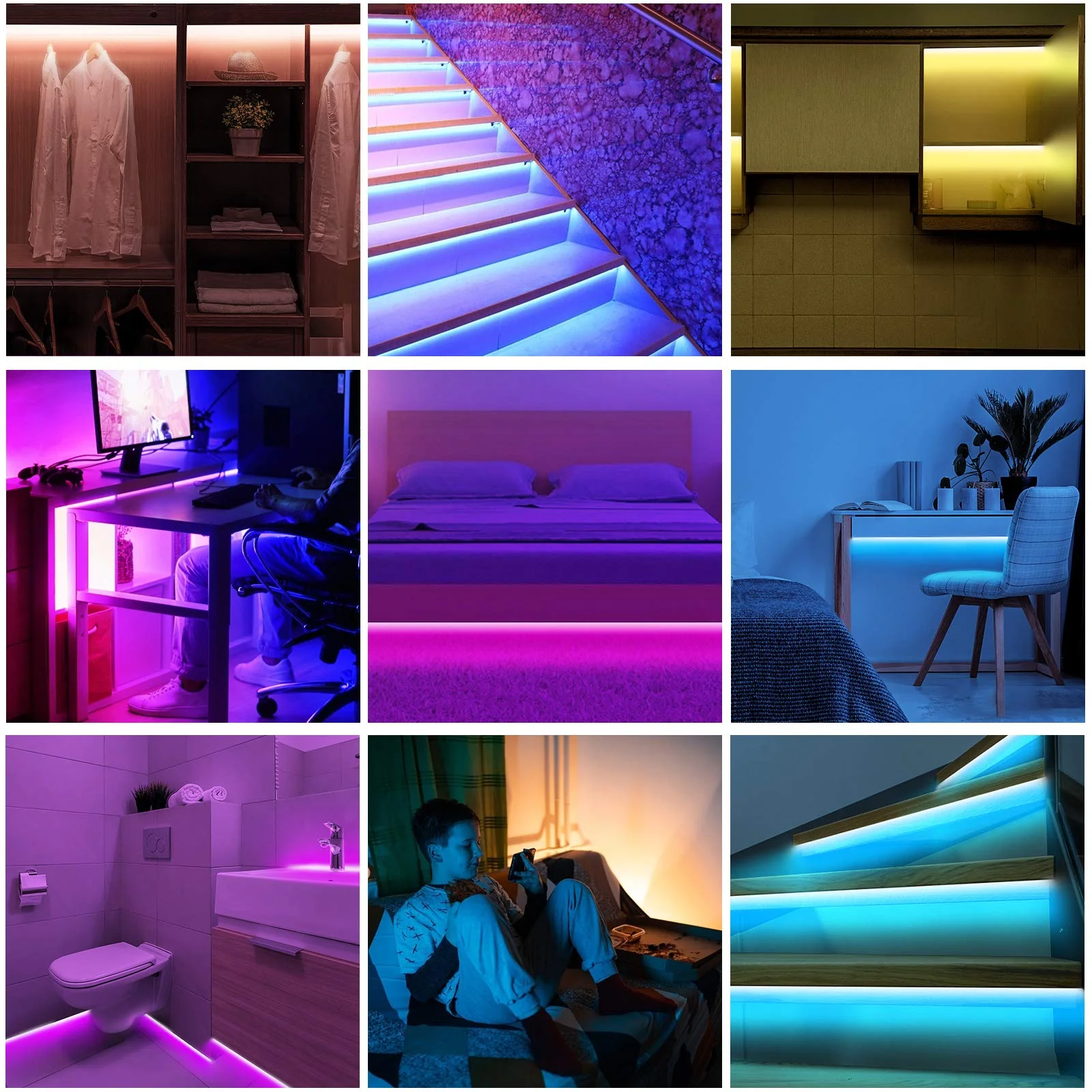 Under Bed Lights 2 Set*9.84ft Motion Activated RGB LED Strip Light, App Control/Variety Color/Dimmable/Dynamic Music Sync/5V USB, Motion Sensor LED Strip Light for Bed Cabinet Staircase Bedroom 2 Sets - Image 6