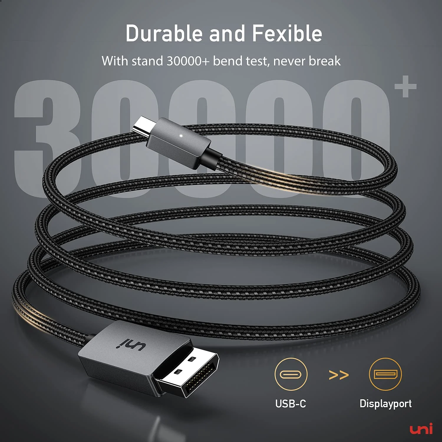uni 8K USB C to DisplayPort Cable 6FT, 8K@60Hz 4K@240Hz Thunderbolt 4/3 to DP 1.4 Cable Non-bidirectional Support 32.4 Gbps, FreeSync, G-Sync Compatible with iPhone 15 Pro, MacBook Pro/Air, iPad, iMac - Image 6