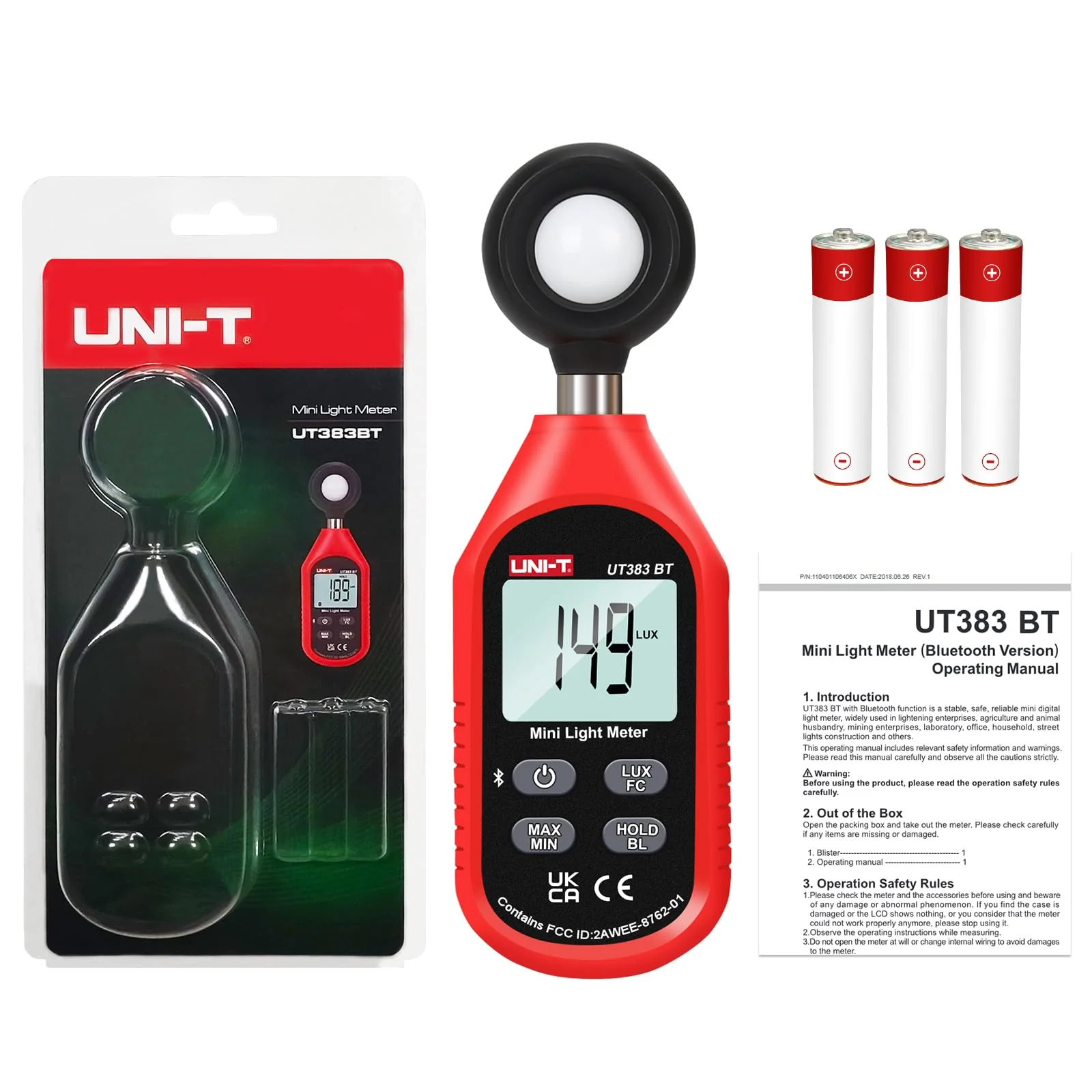 UNI-T Light Meter UT383BT Lux Meter Lumens Digital Illuminance Meter 0~199900 Lux (0~18500 FC) Foot Candles Luxmeter for Film Photography Plants Photometer Lighting Intensity Brightness Measurement - Image 4
